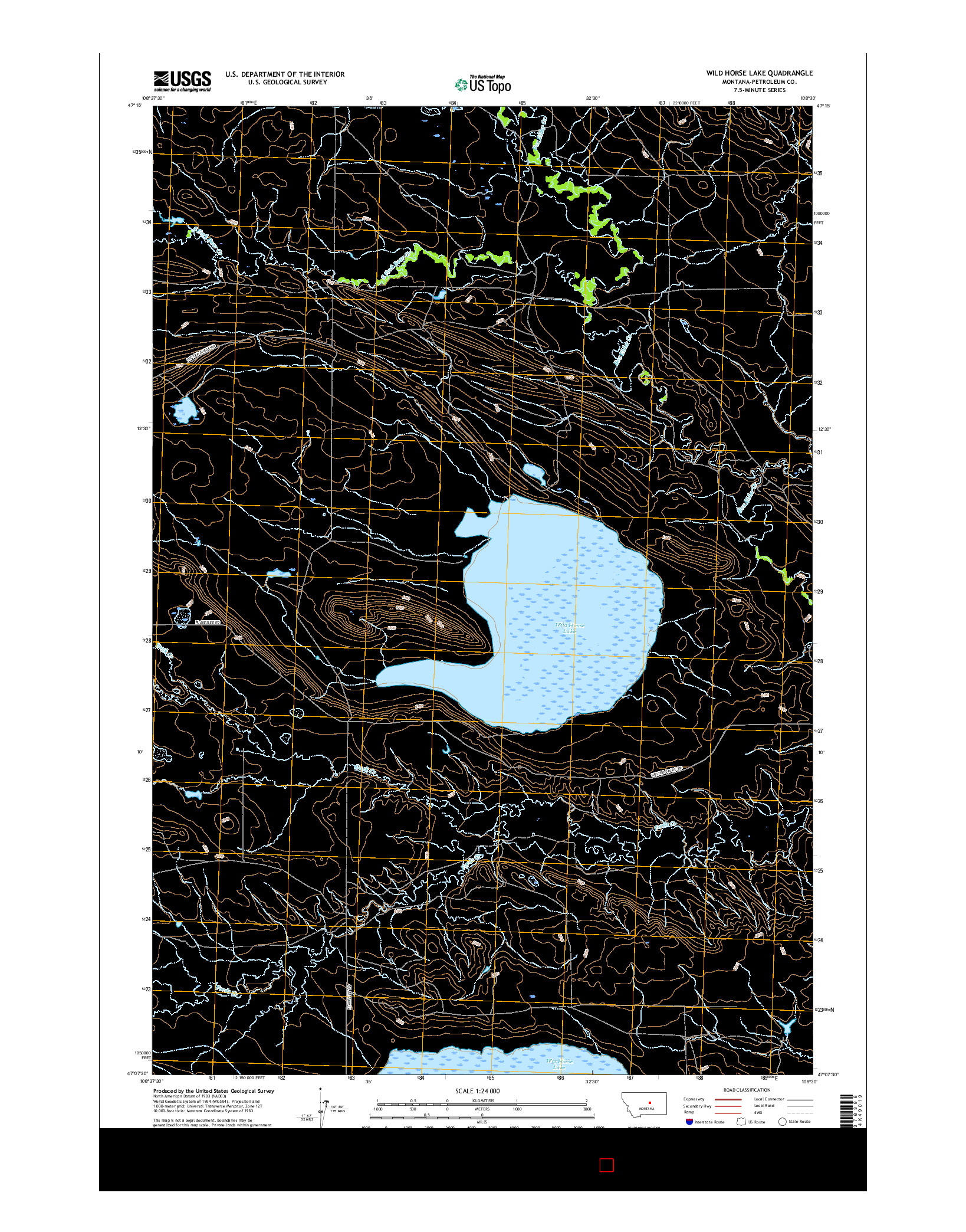USGS US TOPO 7.5-MINUTE MAP FOR WILD HORSE LAKE, MT 2017