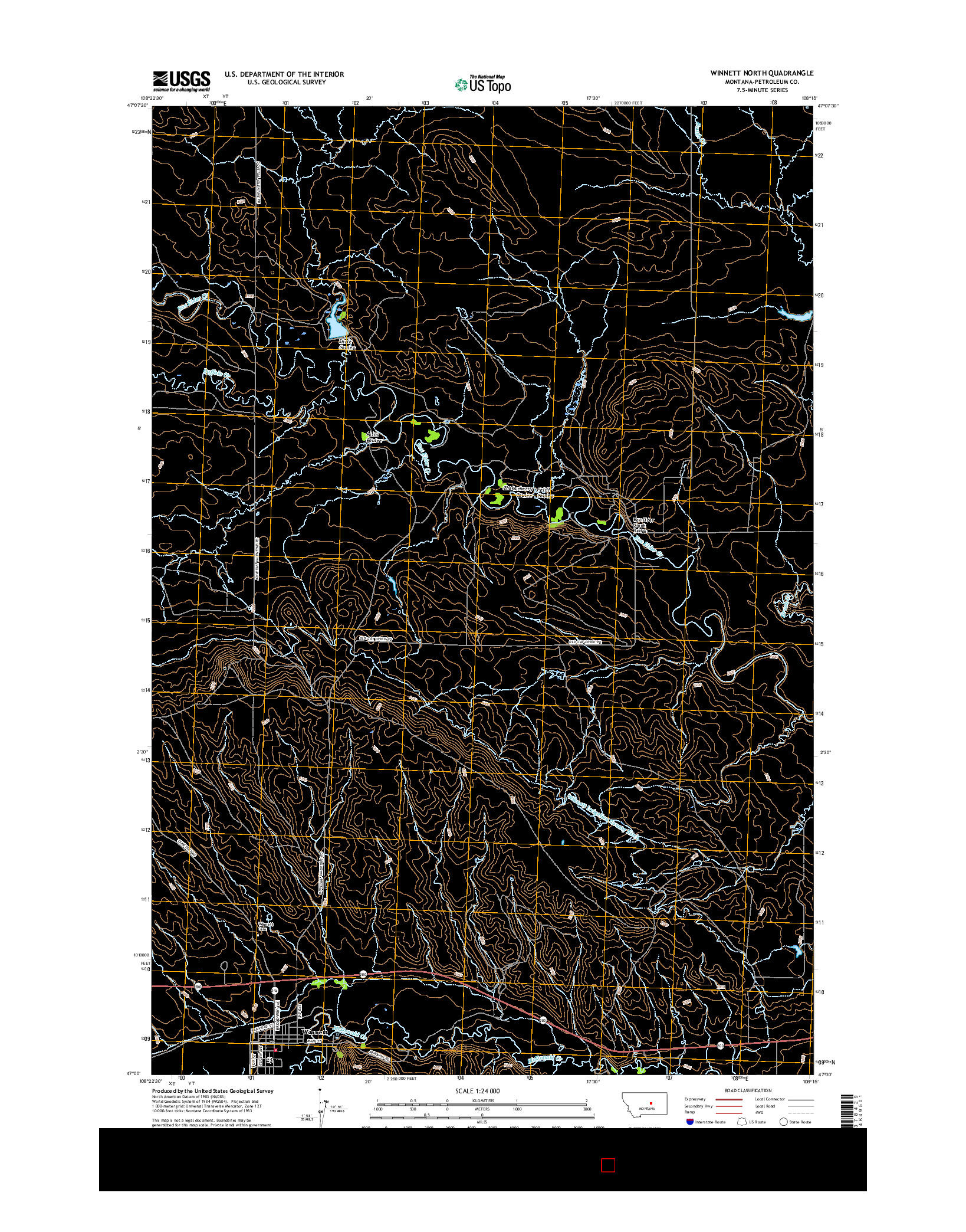 USGS US TOPO 7.5-MINUTE MAP FOR WINNETT NORTH, MT 2017