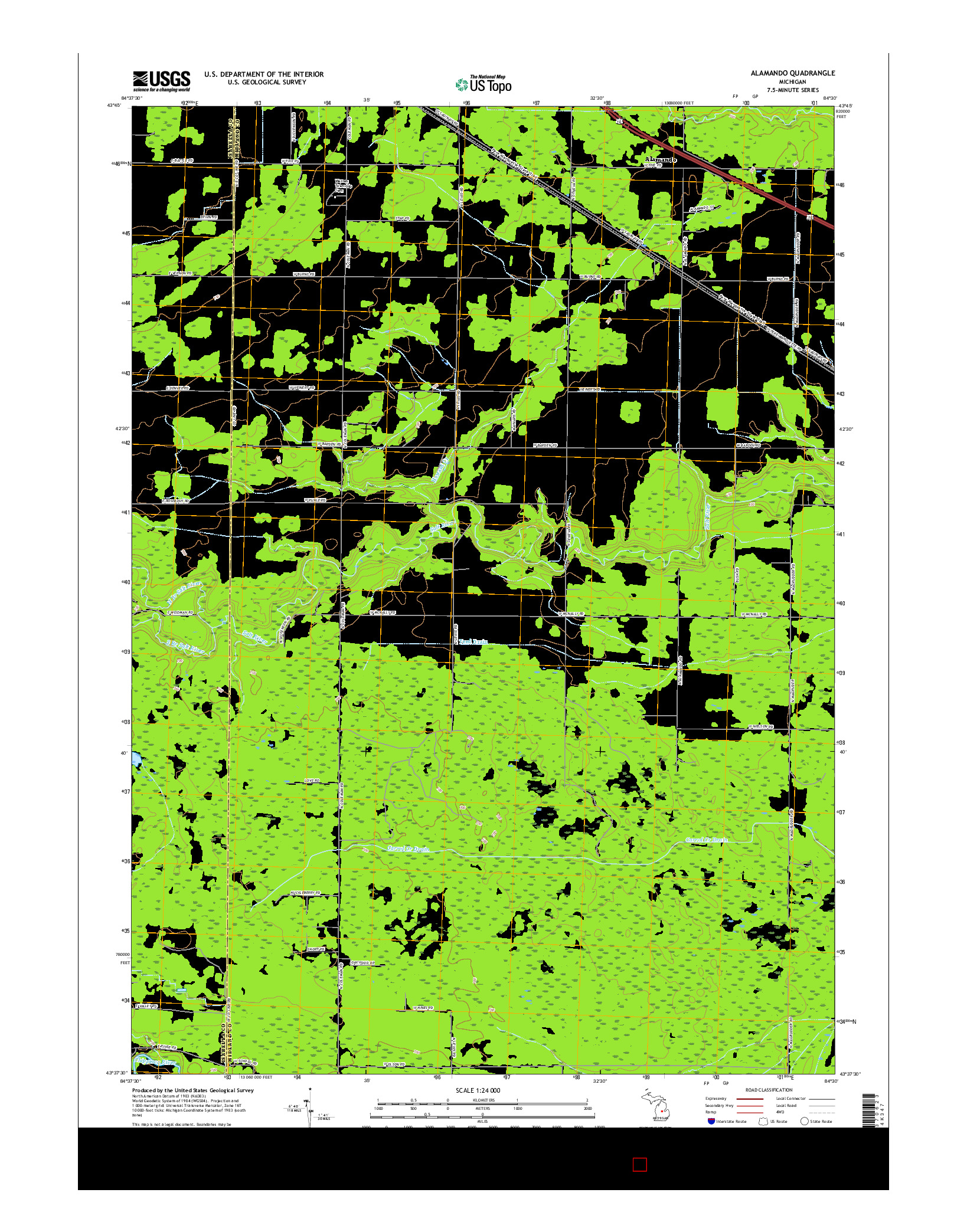 USGS US TOPO 7.5-MINUTE MAP FOR ALAMANDO, MI 2017