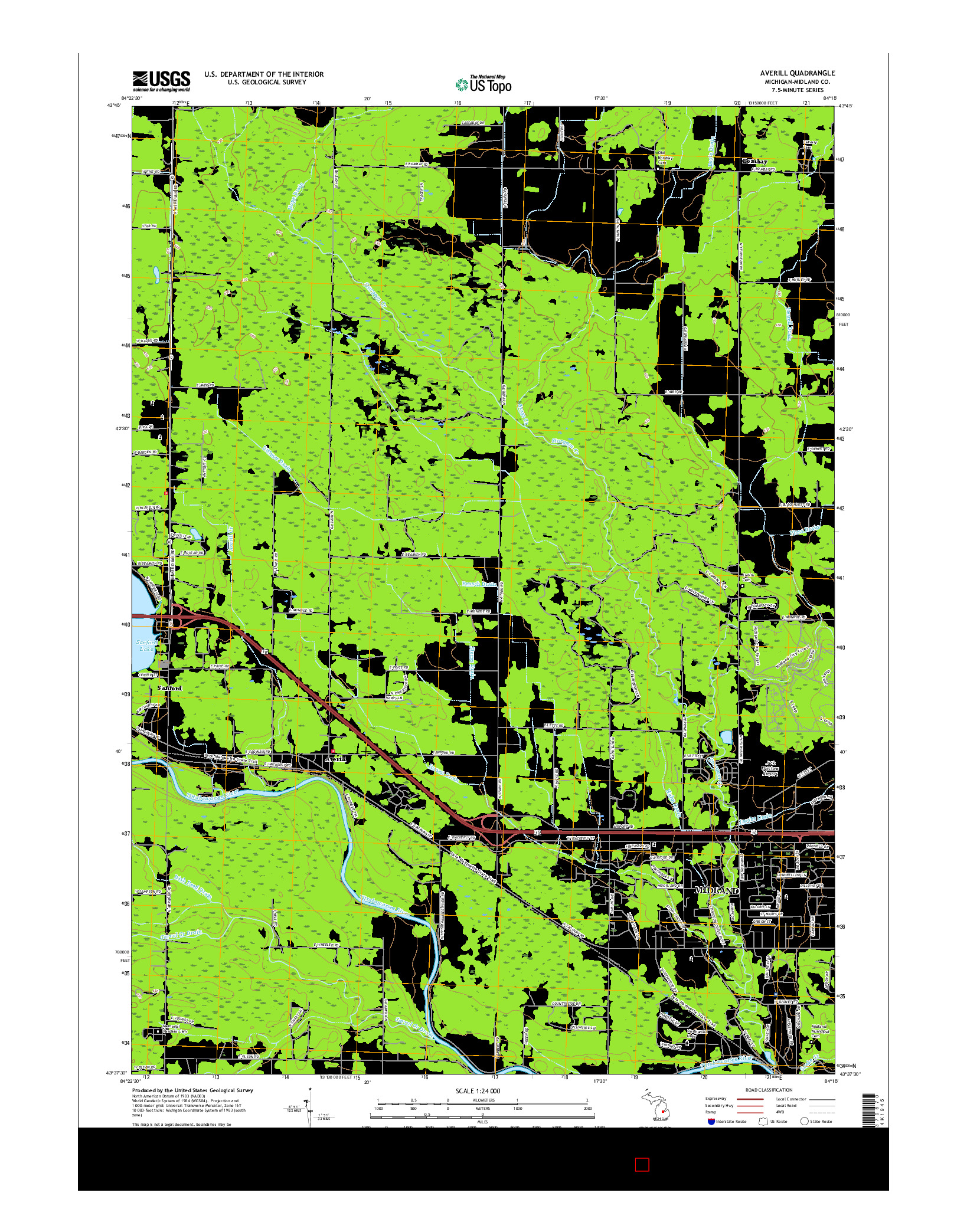USGS US TOPO 7.5-MINUTE MAP FOR AVERILL, MI 2017