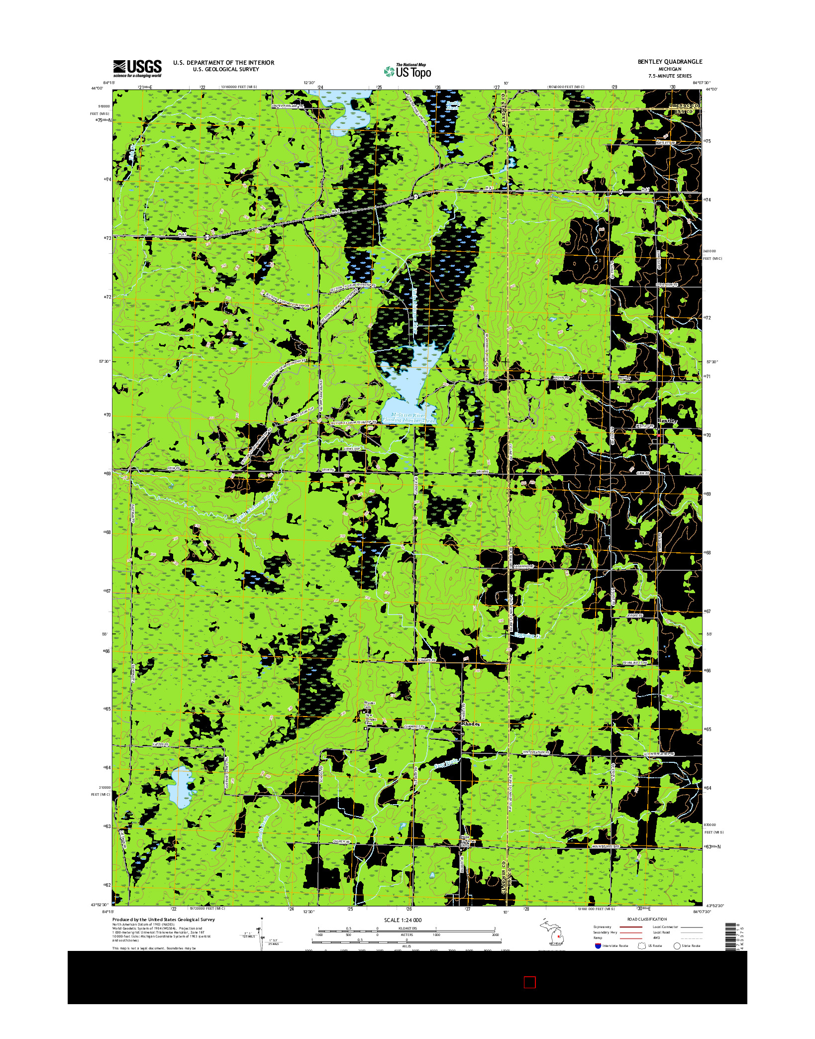 USGS US TOPO 7.5-MINUTE MAP FOR BENTLEY, MI 2017