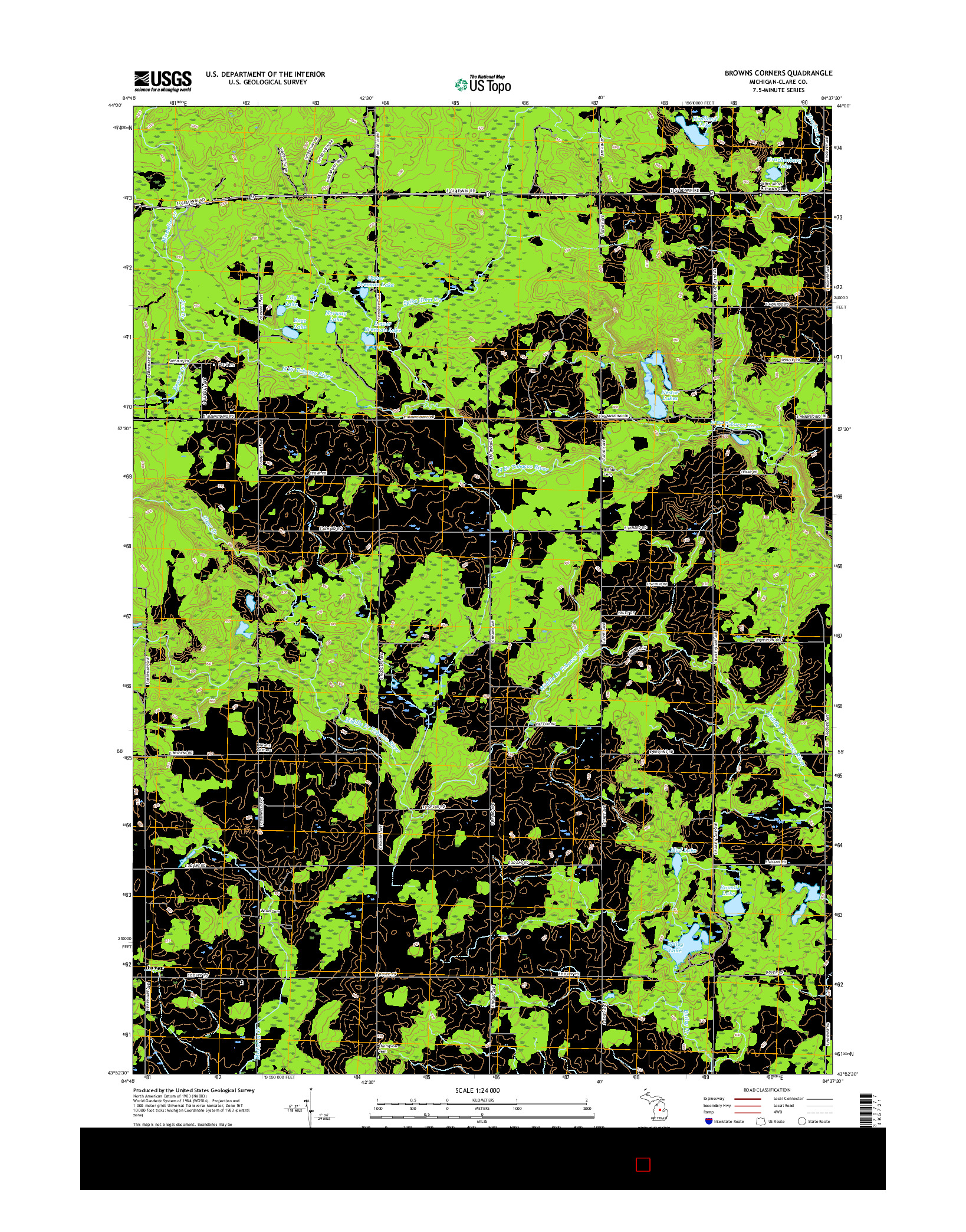 USGS US TOPO 7.5-MINUTE MAP FOR BROWNS CORNERS, MI 2017