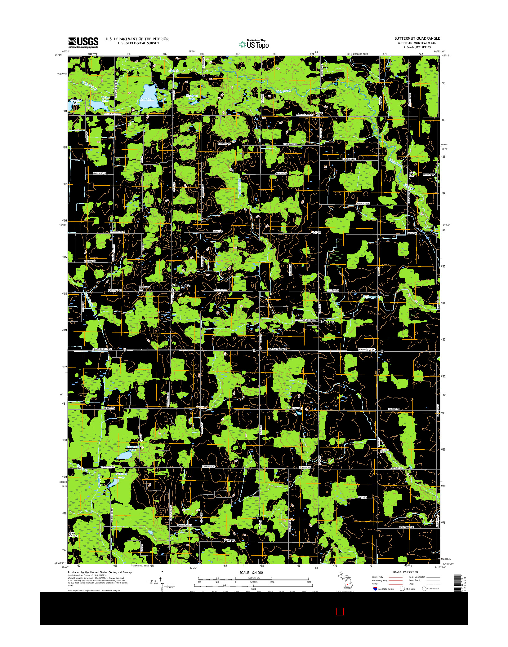 USGS US TOPO 7.5-MINUTE MAP FOR BUTTERNUT, MI 2017