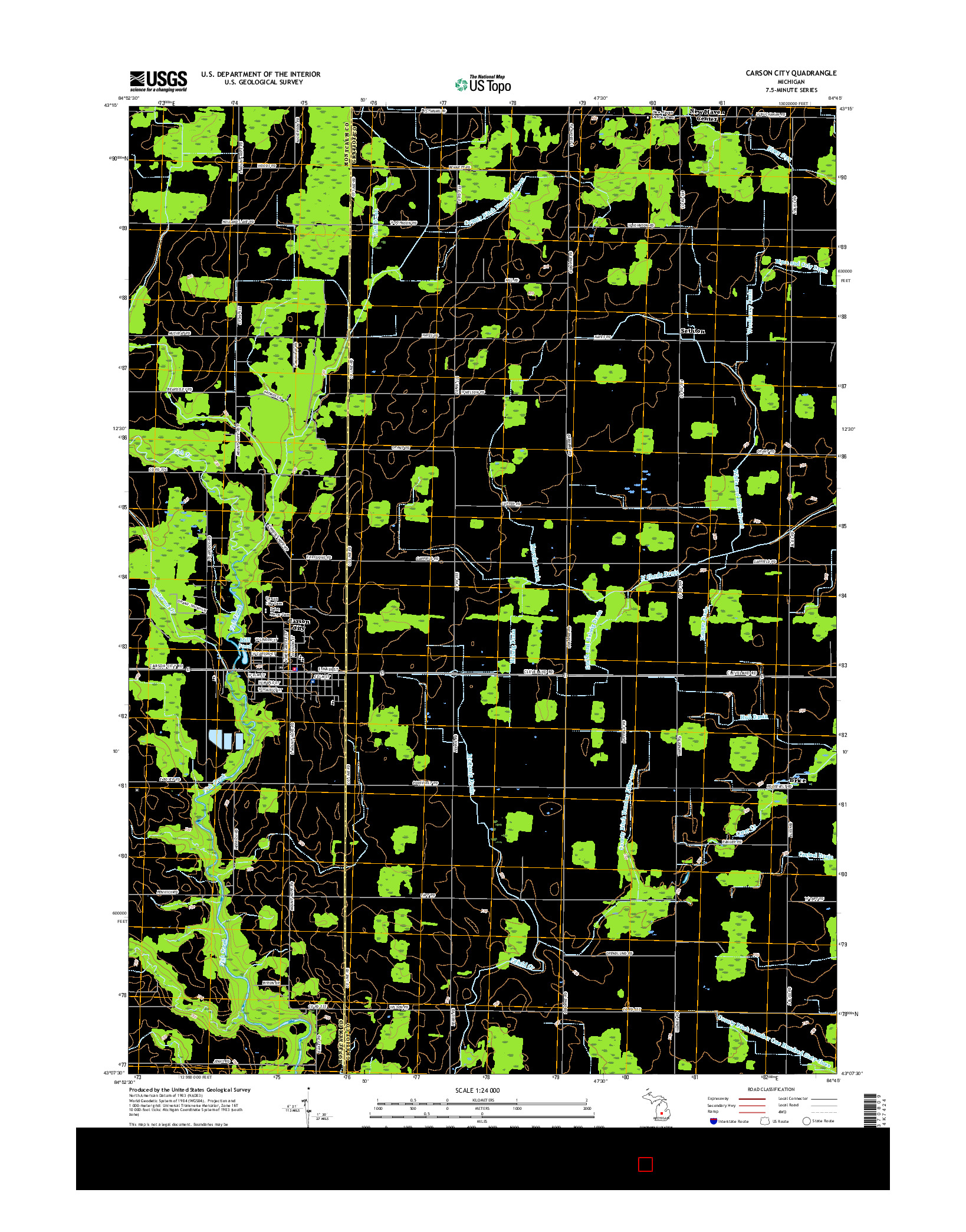 USGS US TOPO 7.5-MINUTE MAP FOR CARSON CITY, MI 2017