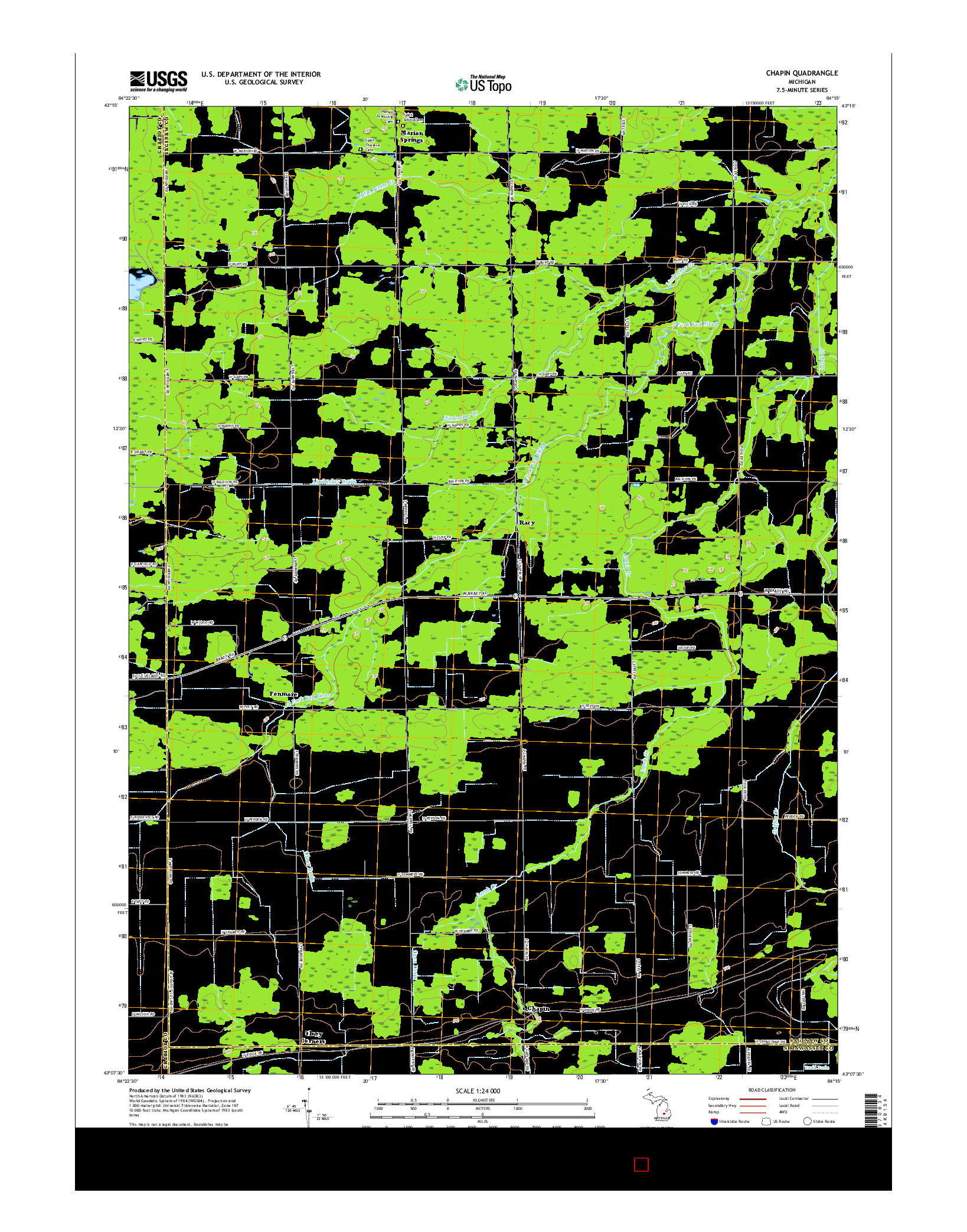 USGS US TOPO 7.5-MINUTE MAP FOR CHAPIN, MI 2017