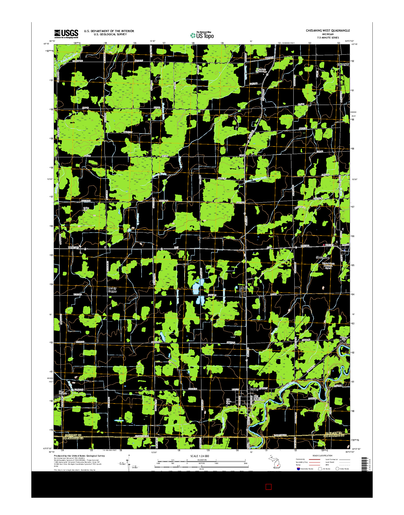 USGS US TOPO 7.5-MINUTE MAP FOR CHESANING WEST, MI 2017