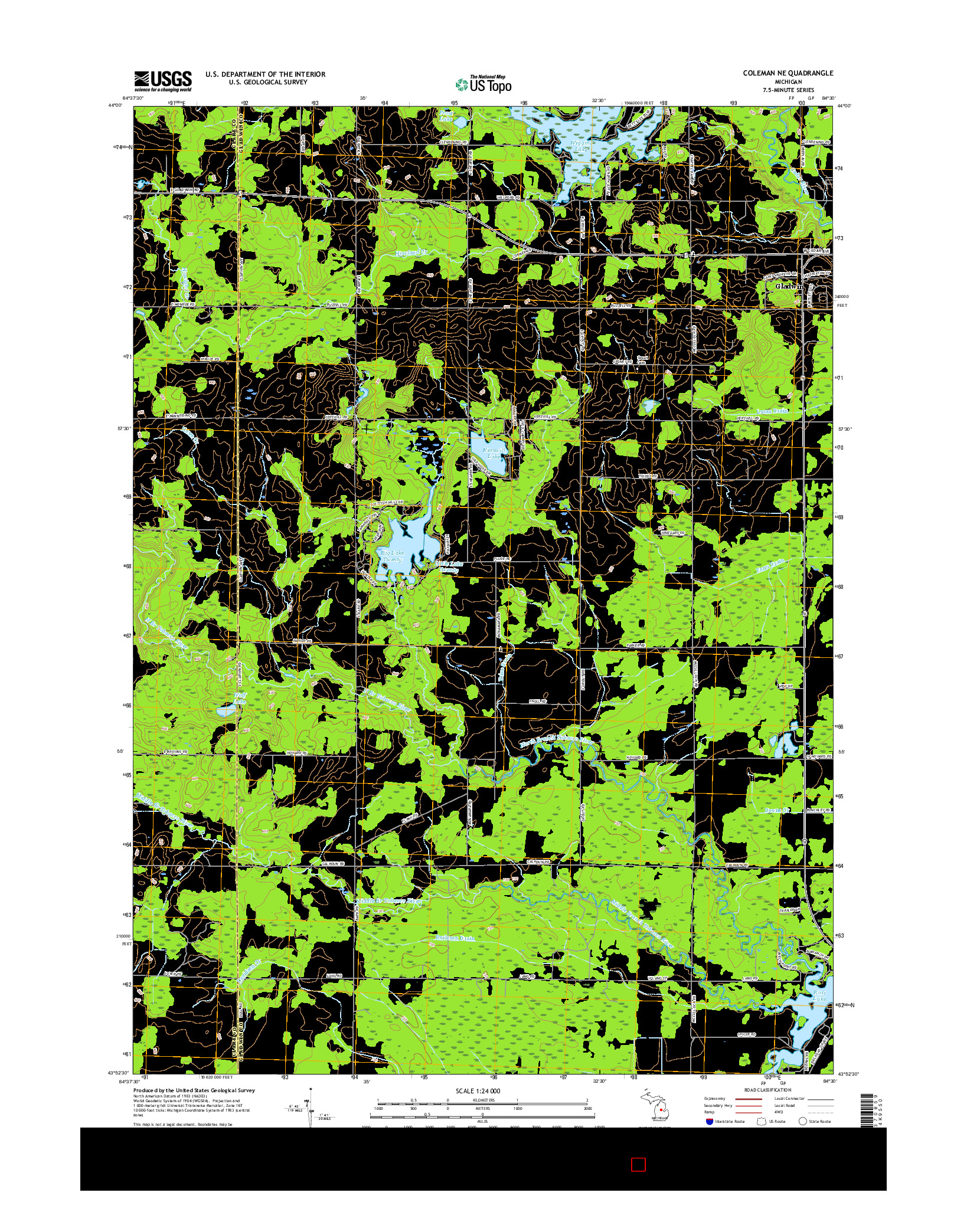 USGS US TOPO 7.5-MINUTE MAP FOR COLEMAN NE, MI 2017