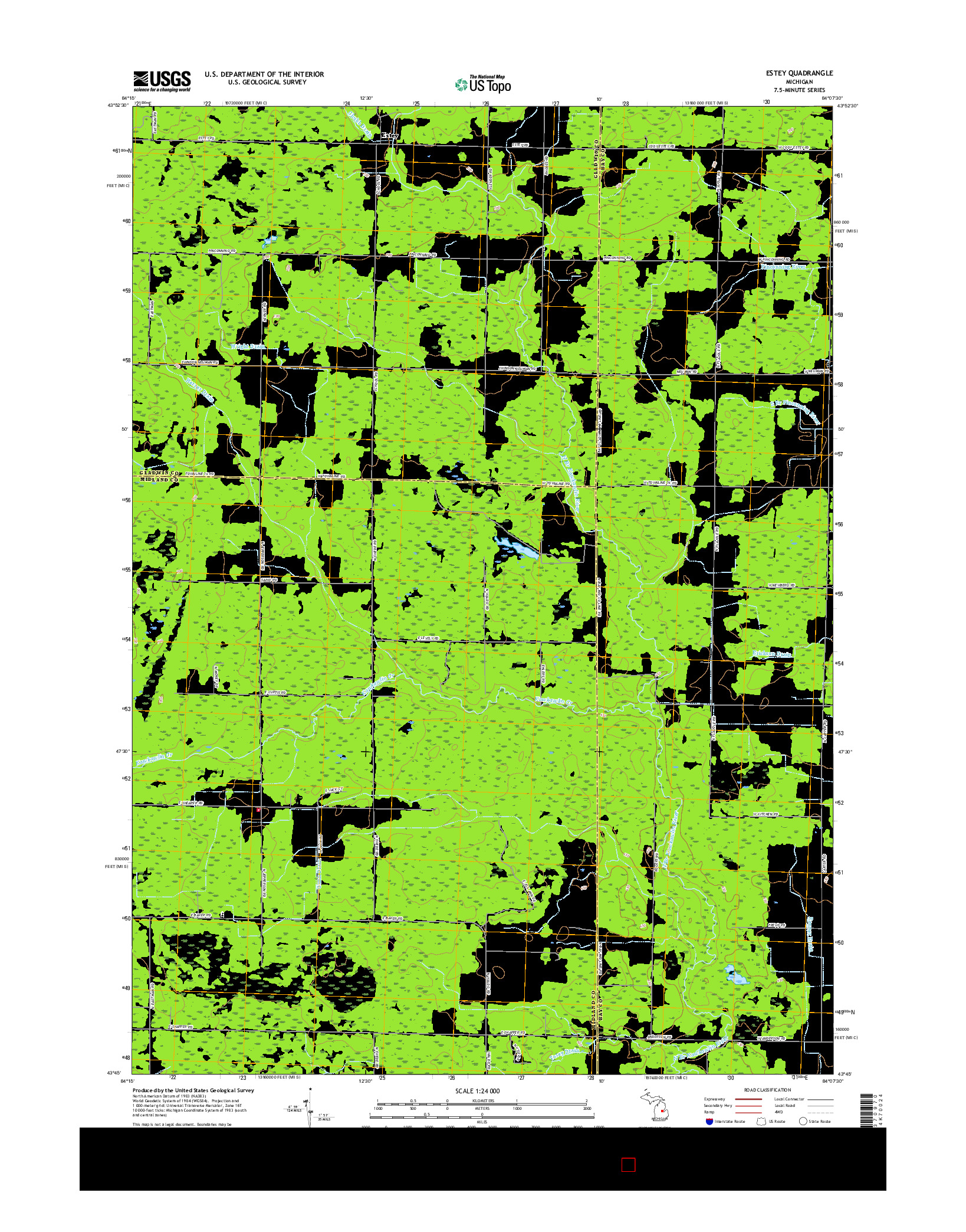 USGS US TOPO 7.5-MINUTE MAP FOR ESTEY, MI 2017