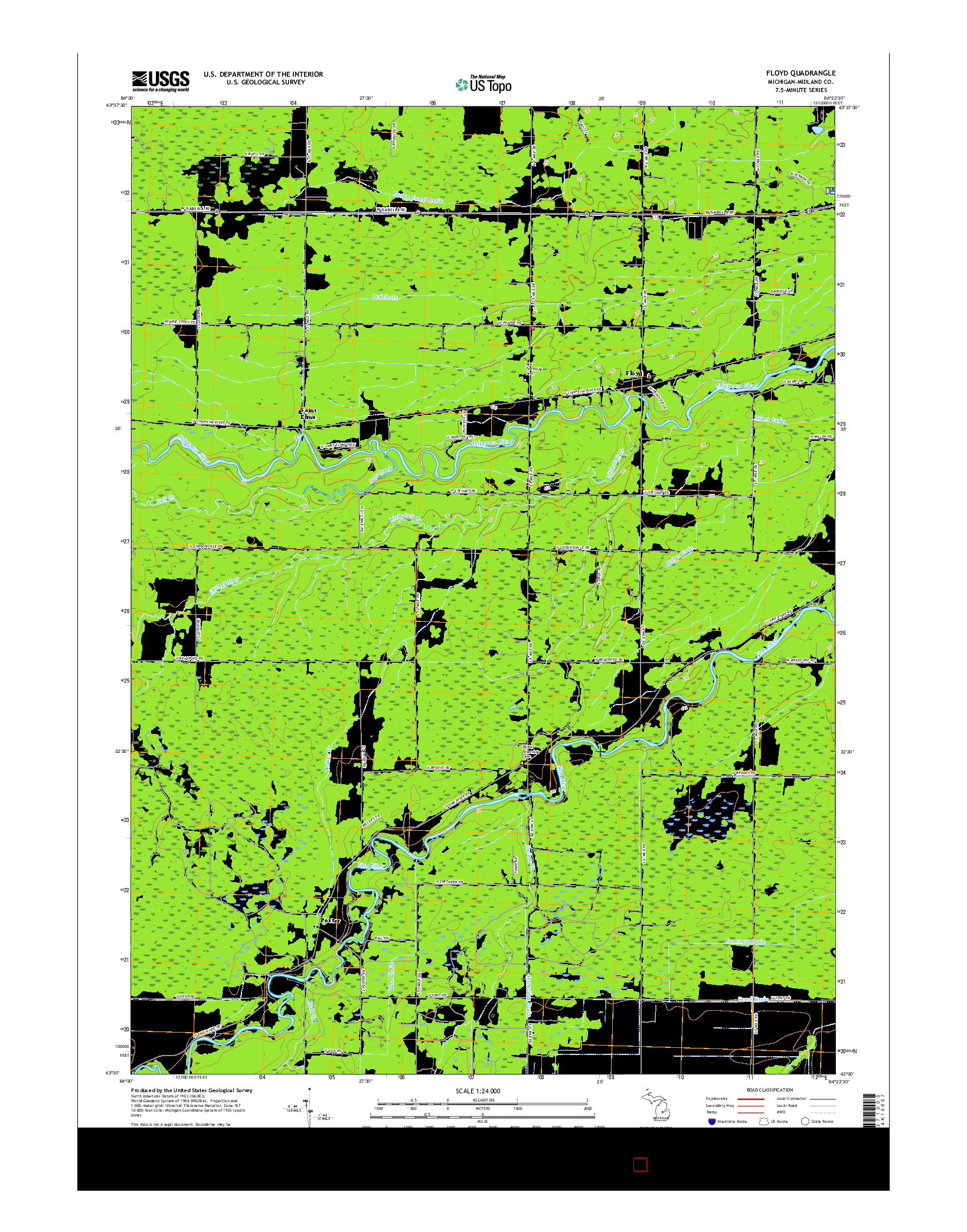 USGS US TOPO 7.5-MINUTE MAP FOR FLOYD, MI 2017