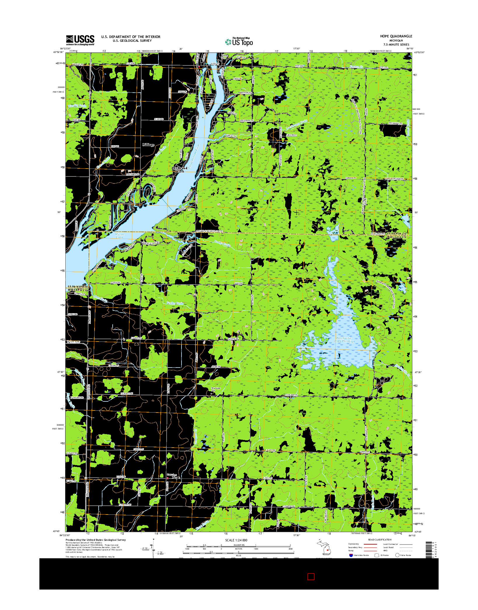 USGS US TOPO 7.5-MINUTE MAP FOR HOPE, MI 2017