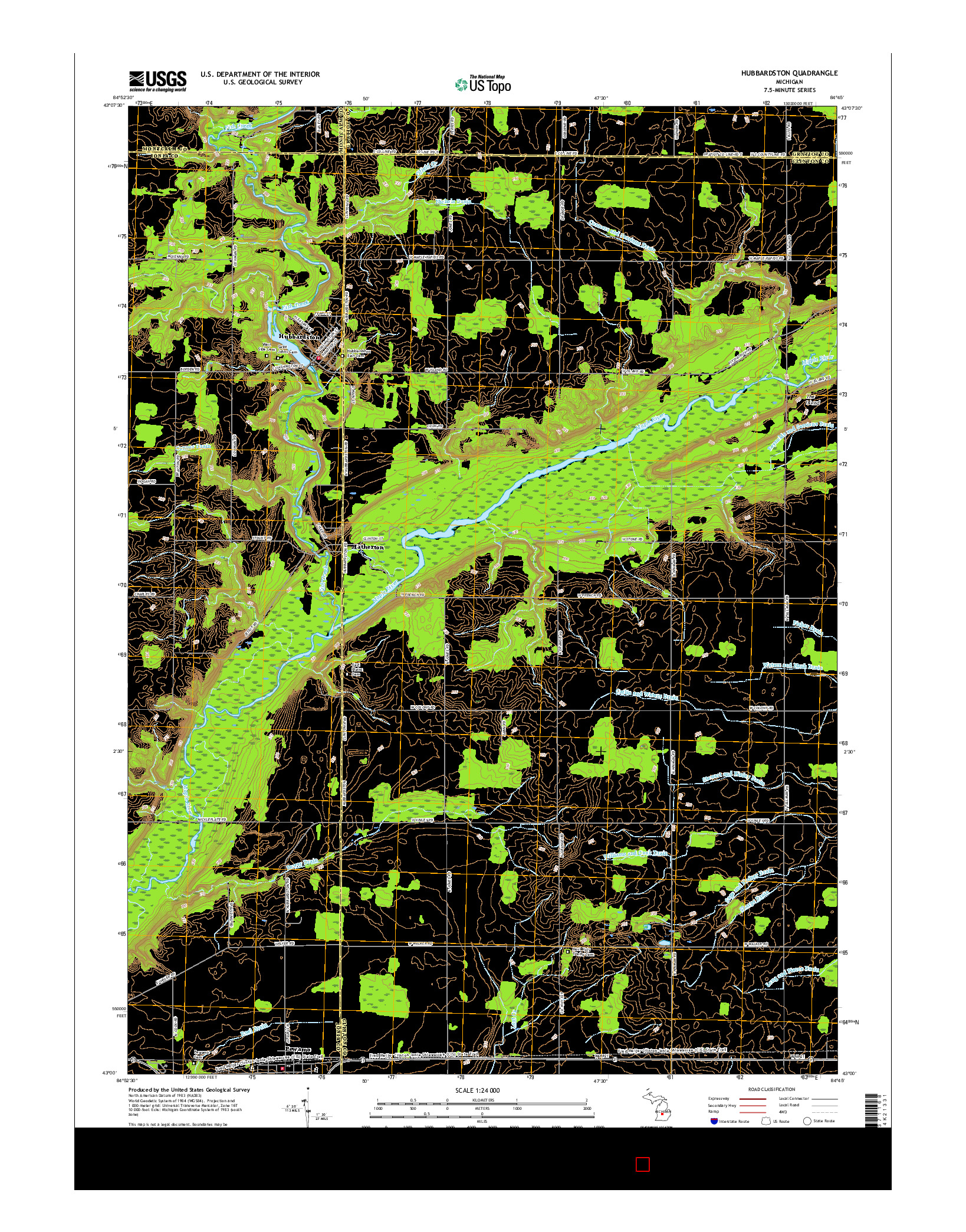 USGS US TOPO 7.5-MINUTE MAP FOR HUBBARDSTON, MI 2017