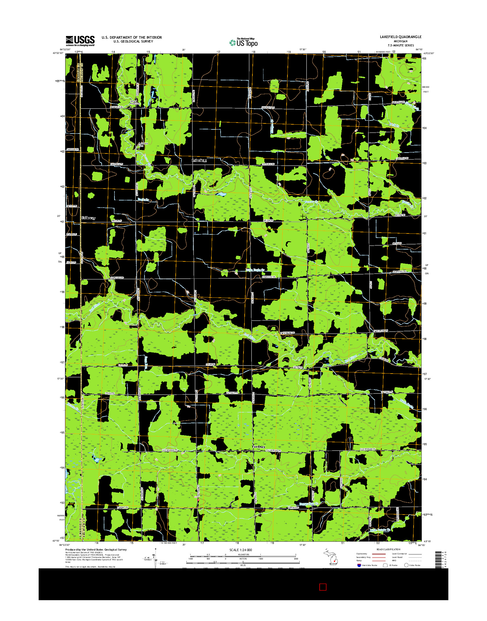 USGS US TOPO 7.5-MINUTE MAP FOR LAKEFIELD, MI 2017