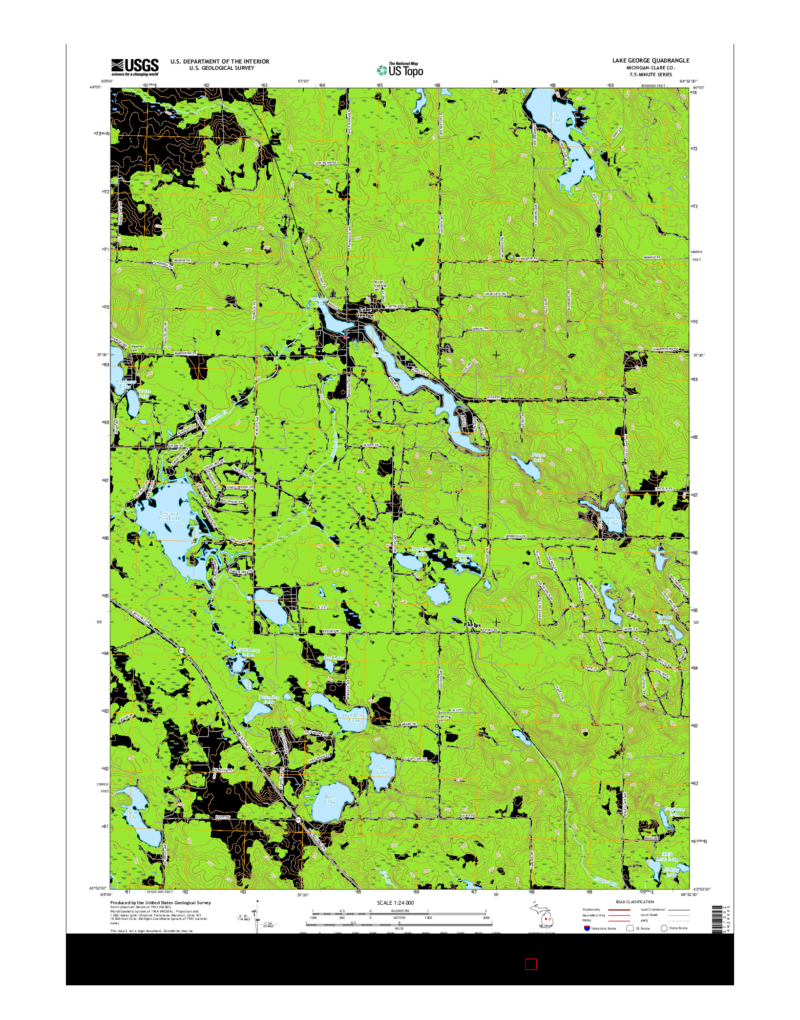 USGS US TOPO 7.5-MINUTE MAP FOR LAKE GEORGE, MI 2017