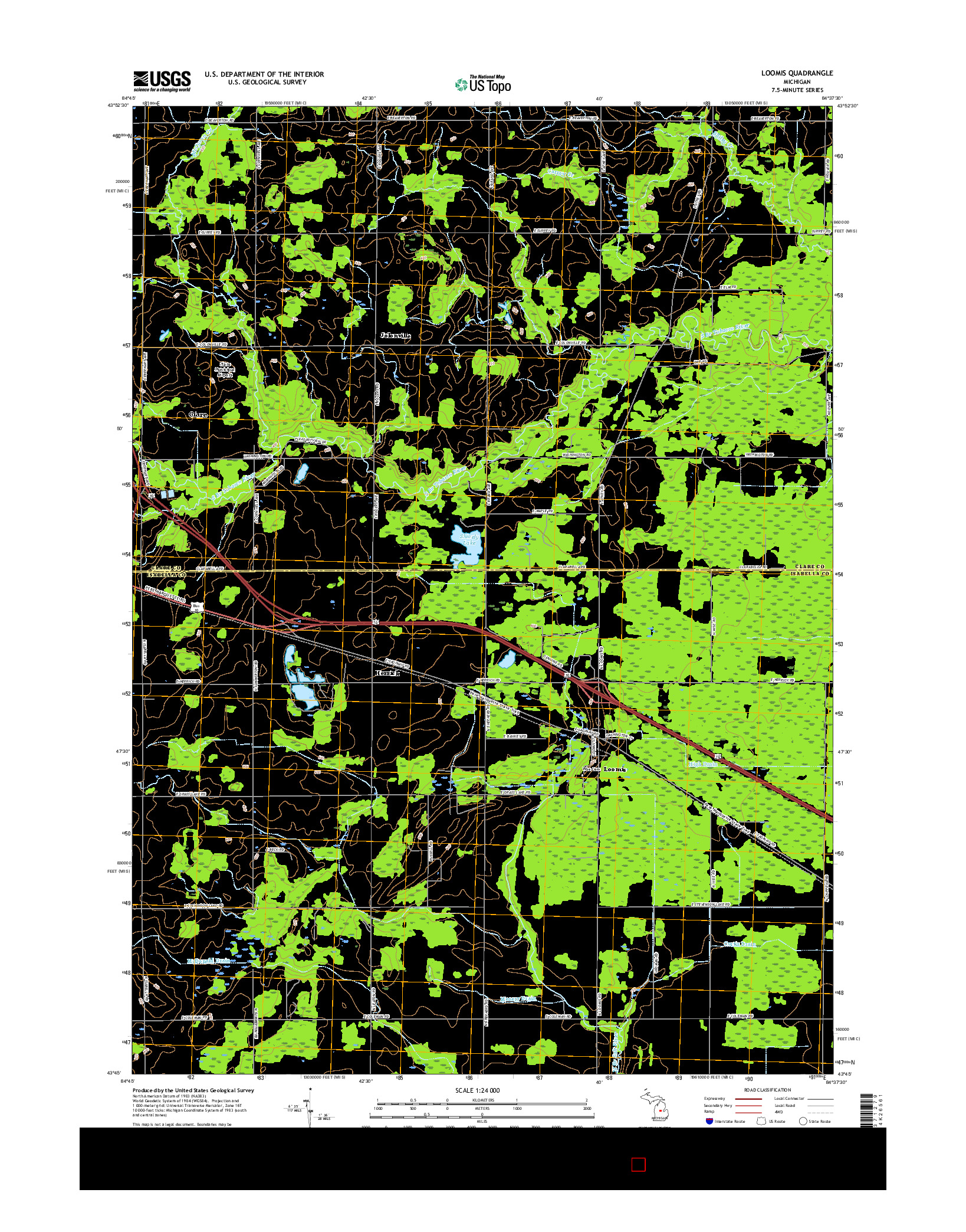 USGS US TOPO 7.5-MINUTE MAP FOR LOOMIS, MI 2017