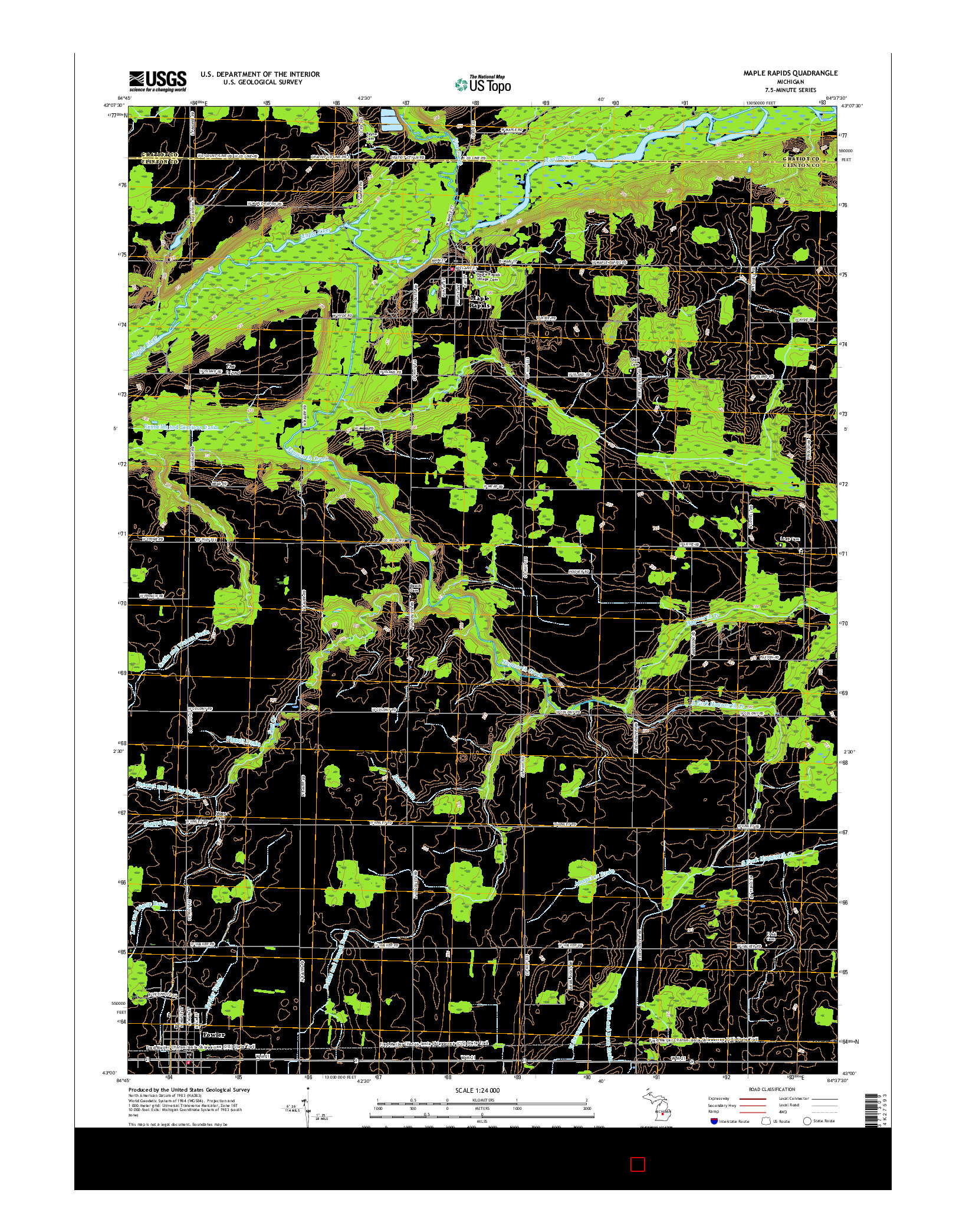 USGS US TOPO 7.5-MINUTE MAP FOR MAPLE RAPIDS, MI 2017