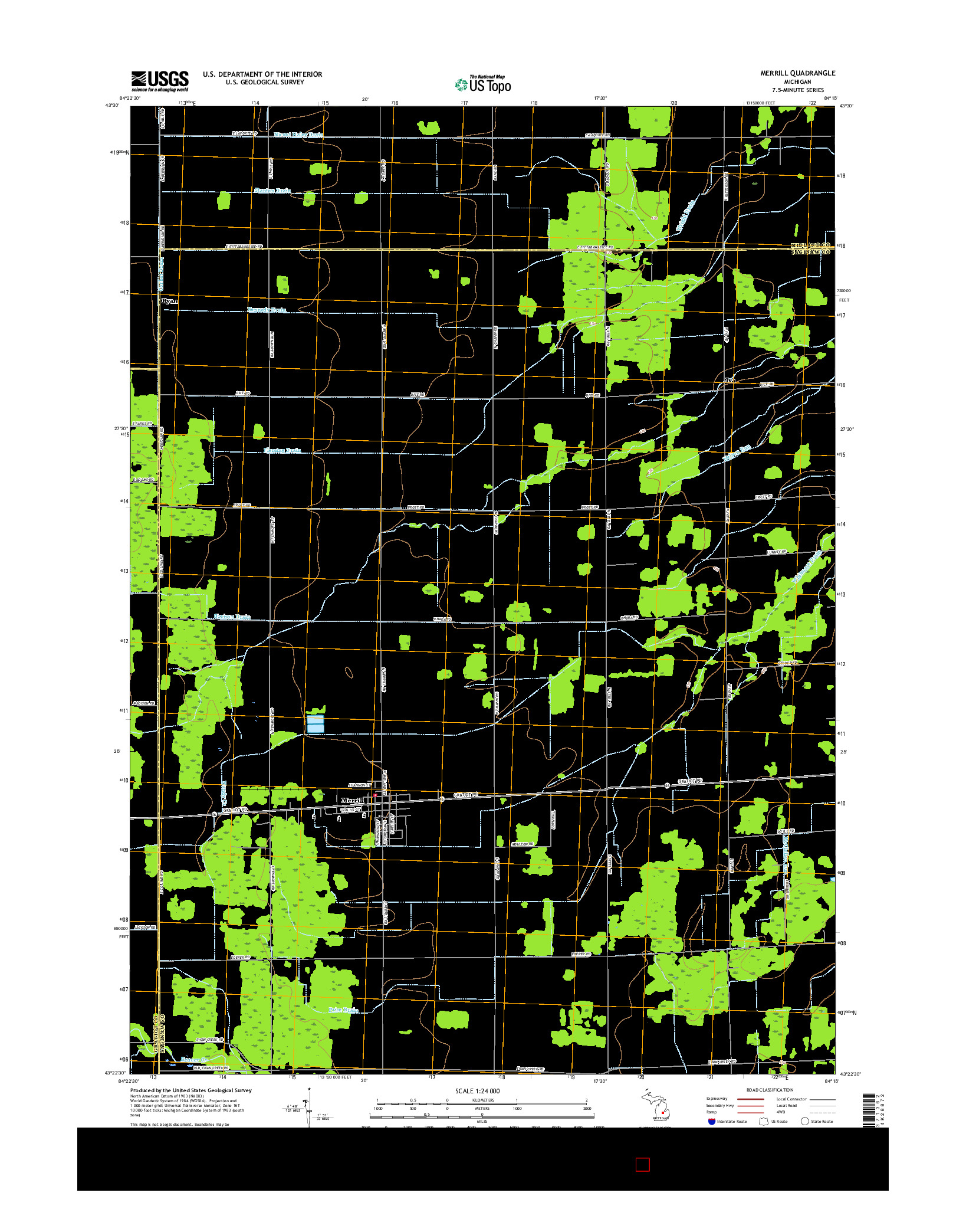 USGS US TOPO 7.5-MINUTE MAP FOR MERRILL, MI 2017