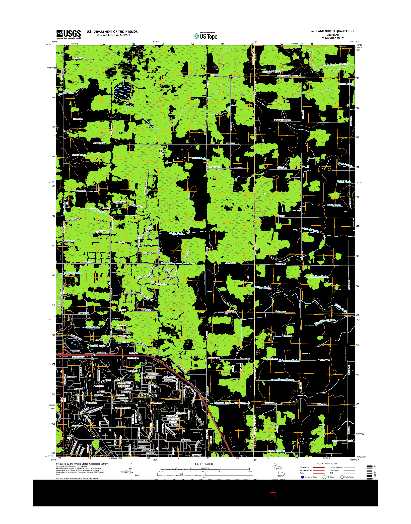 USGS US TOPO 7.5-MINUTE MAP FOR MIDLAND NORTH, MI 2017