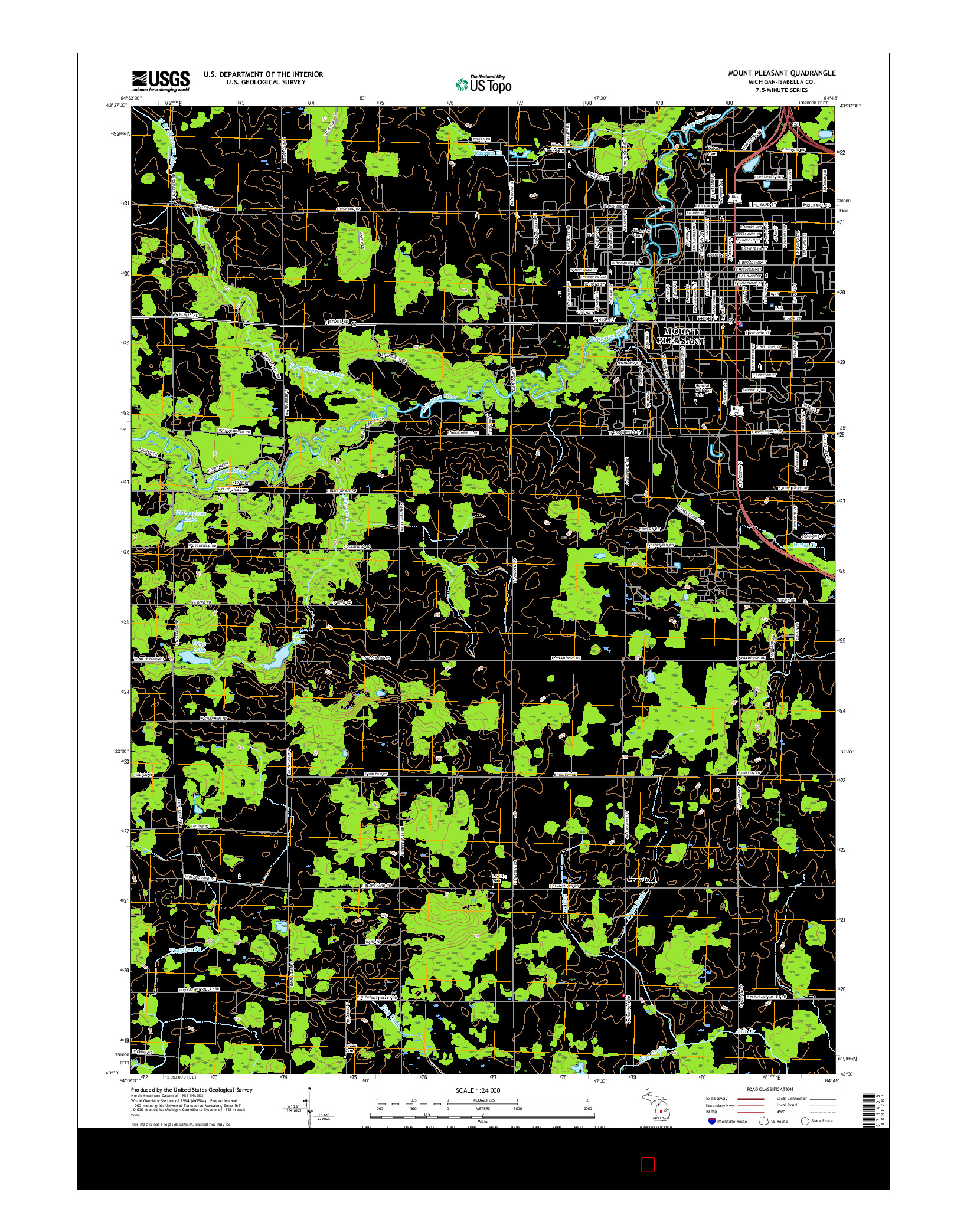 USGS US TOPO 7.5-MINUTE MAP FOR MOUNT PLEASANT, MI 2017