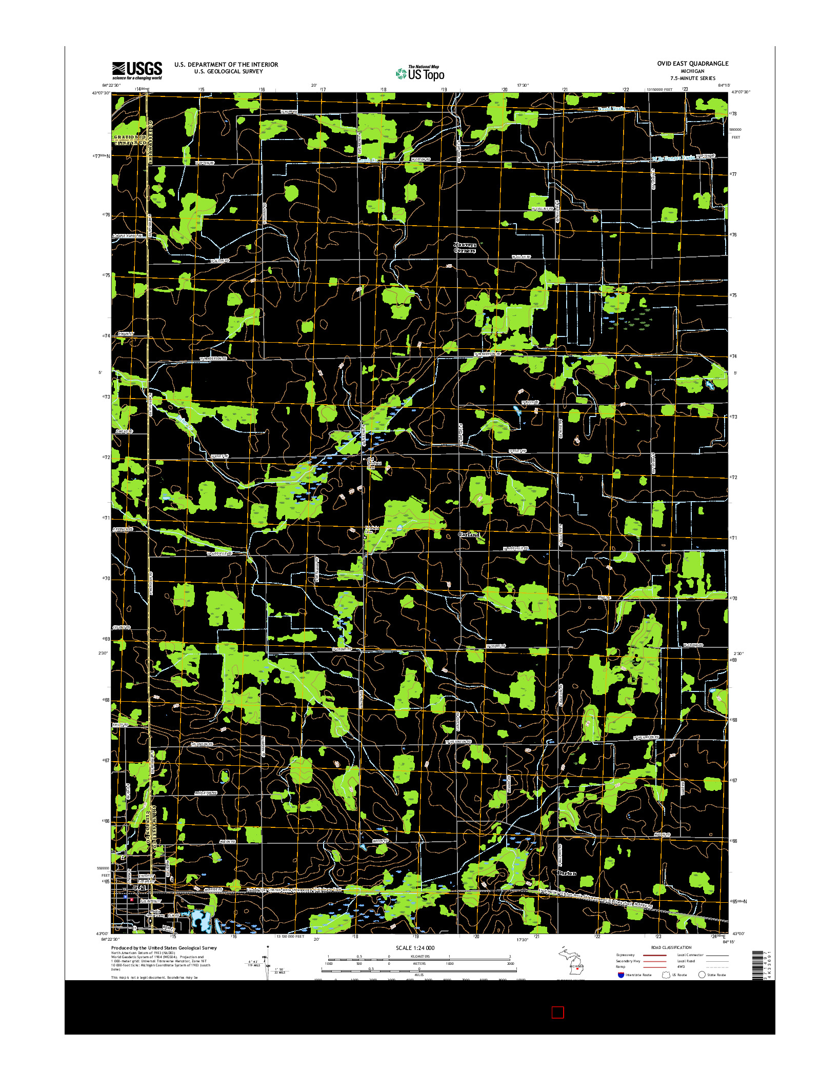 USGS US TOPO 7.5-MINUTE MAP FOR OVID EAST, MI 2017