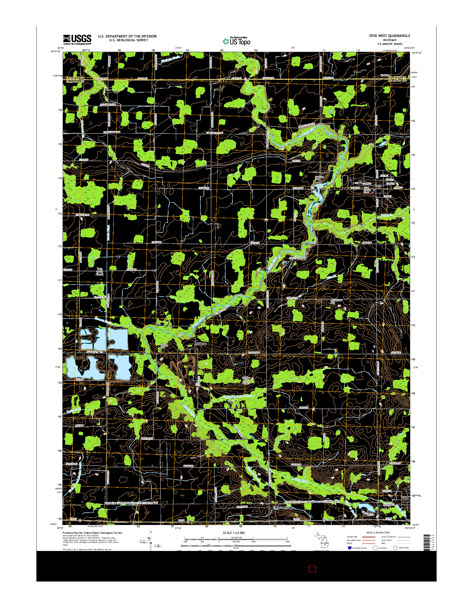 USGS US TOPO 7.5-MINUTE MAP FOR OVID WEST, MI 2017