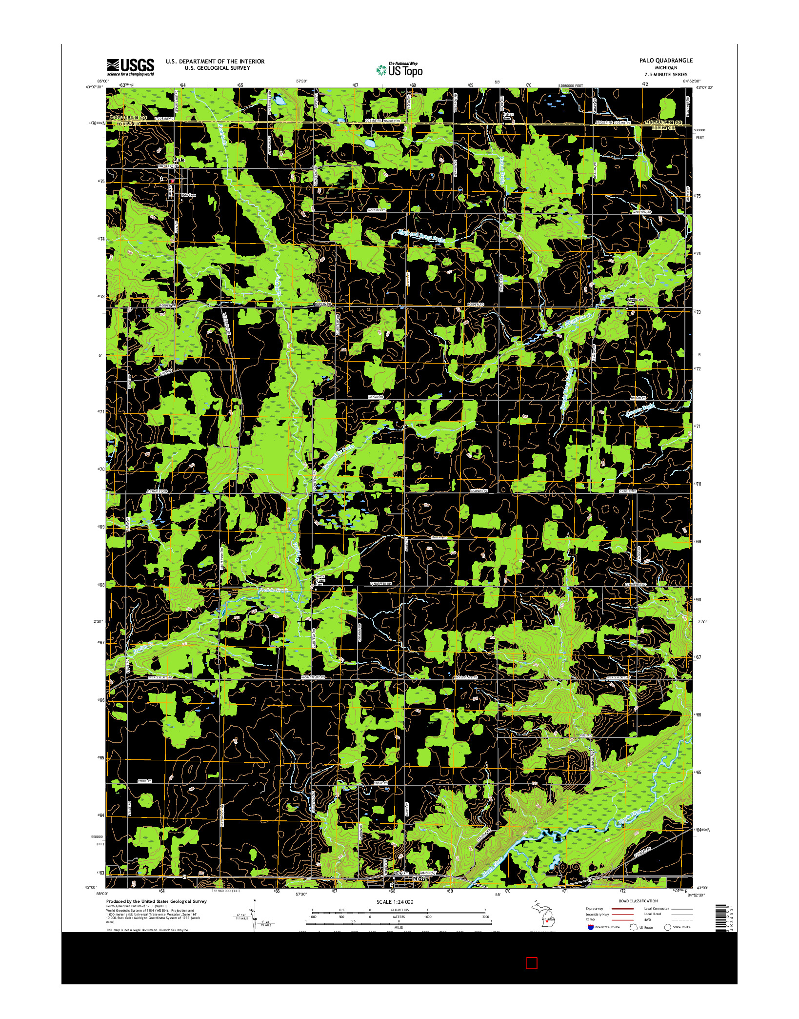 USGS US TOPO 7.5-MINUTE MAP FOR PALO, MI 2017