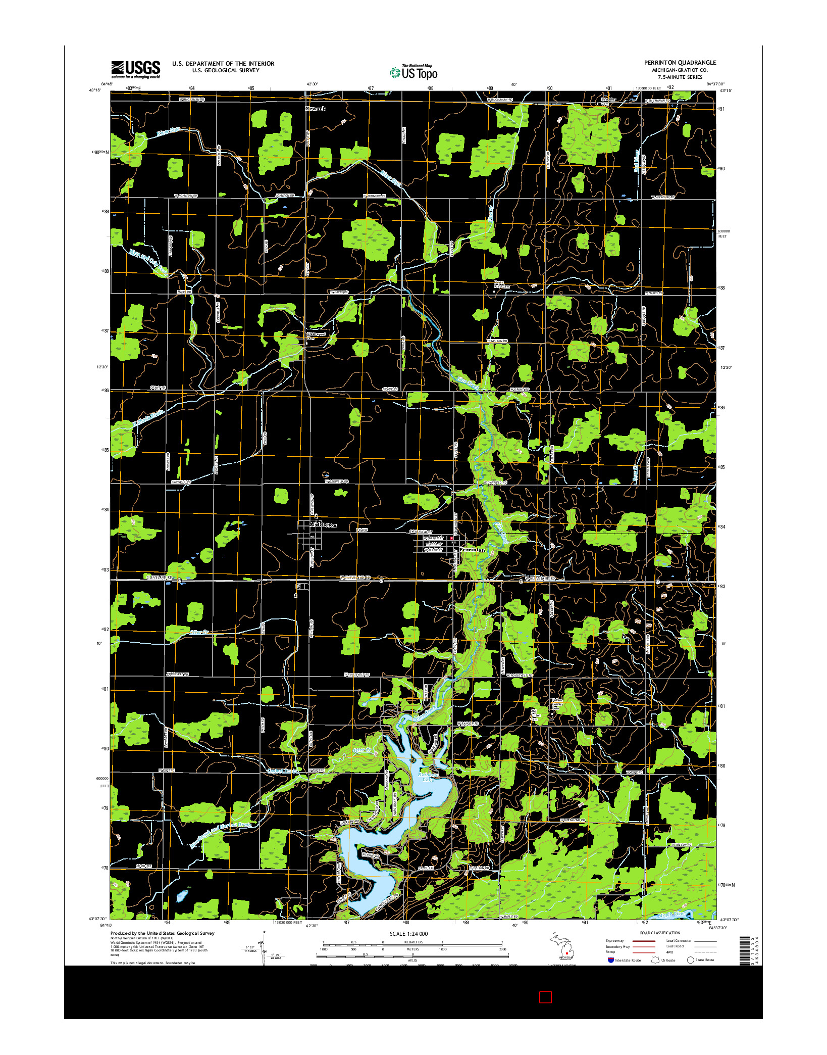 USGS US TOPO 7.5-MINUTE MAP FOR PERRINTON, MI 2017
