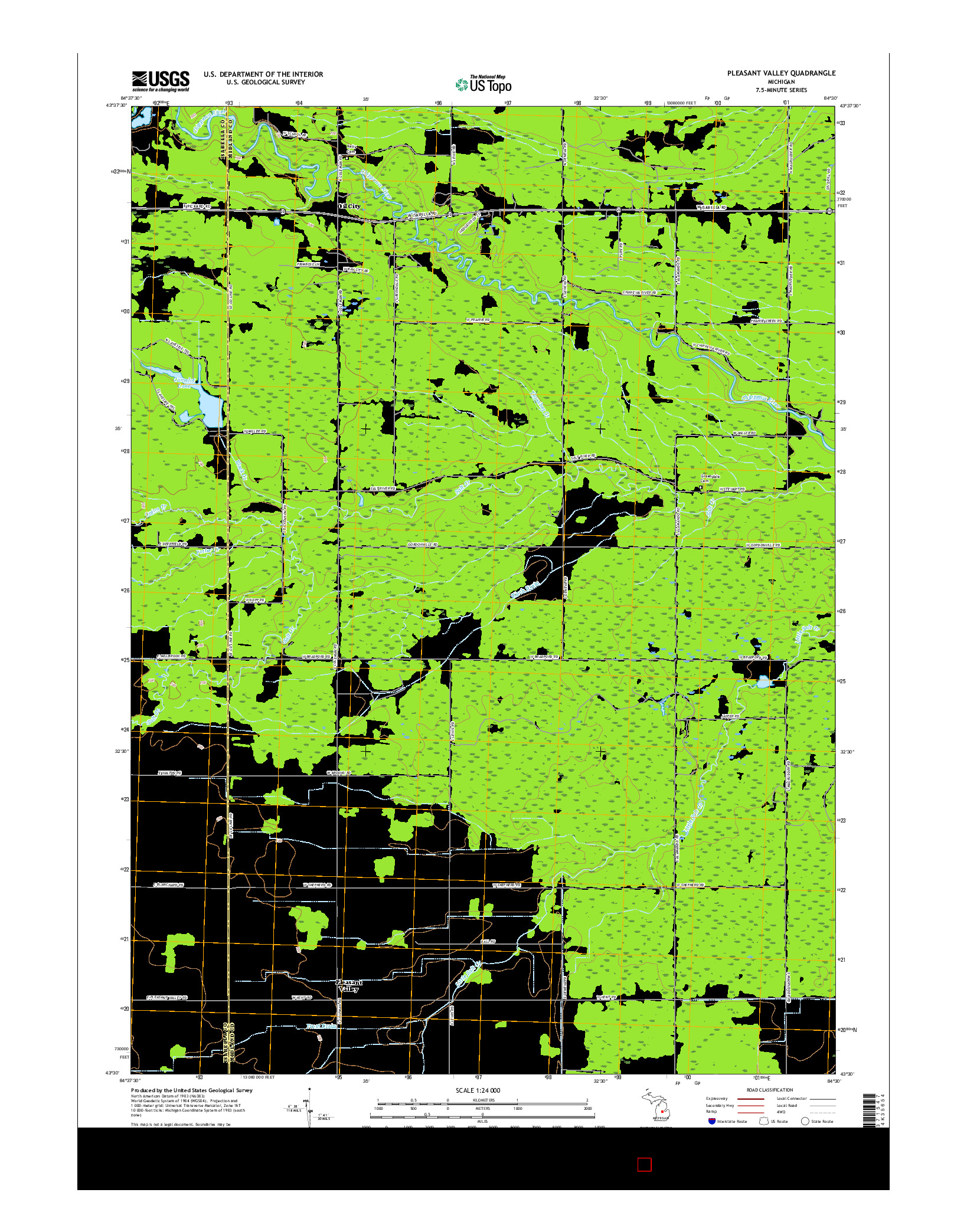 USGS US TOPO 7.5-MINUTE MAP FOR PLEASANT VALLEY, MI 2017