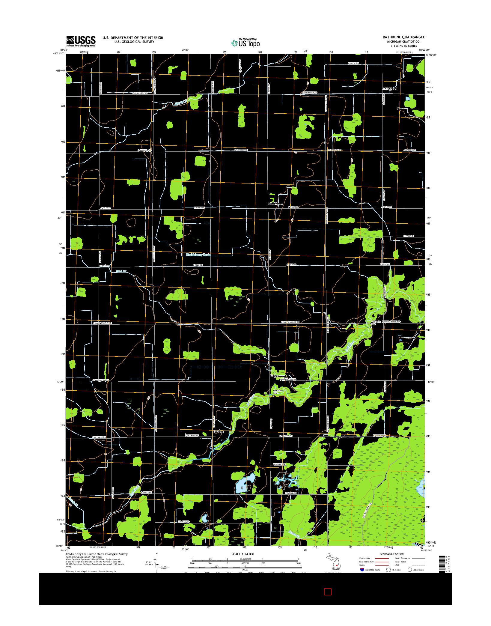 USGS US TOPO 7.5-MINUTE MAP FOR RATHBONE, MI 2017