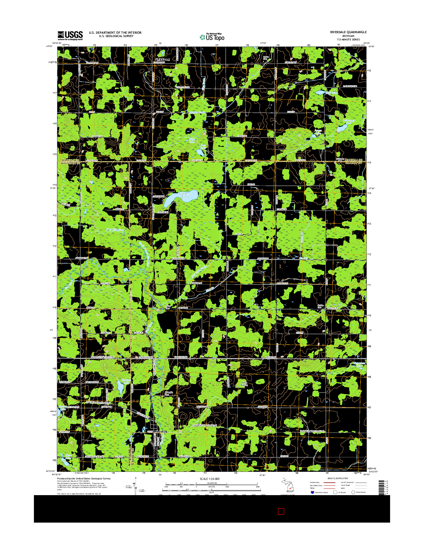 USGS US TOPO 7.5-MINUTE MAP FOR RIVERDALE, MI 2017