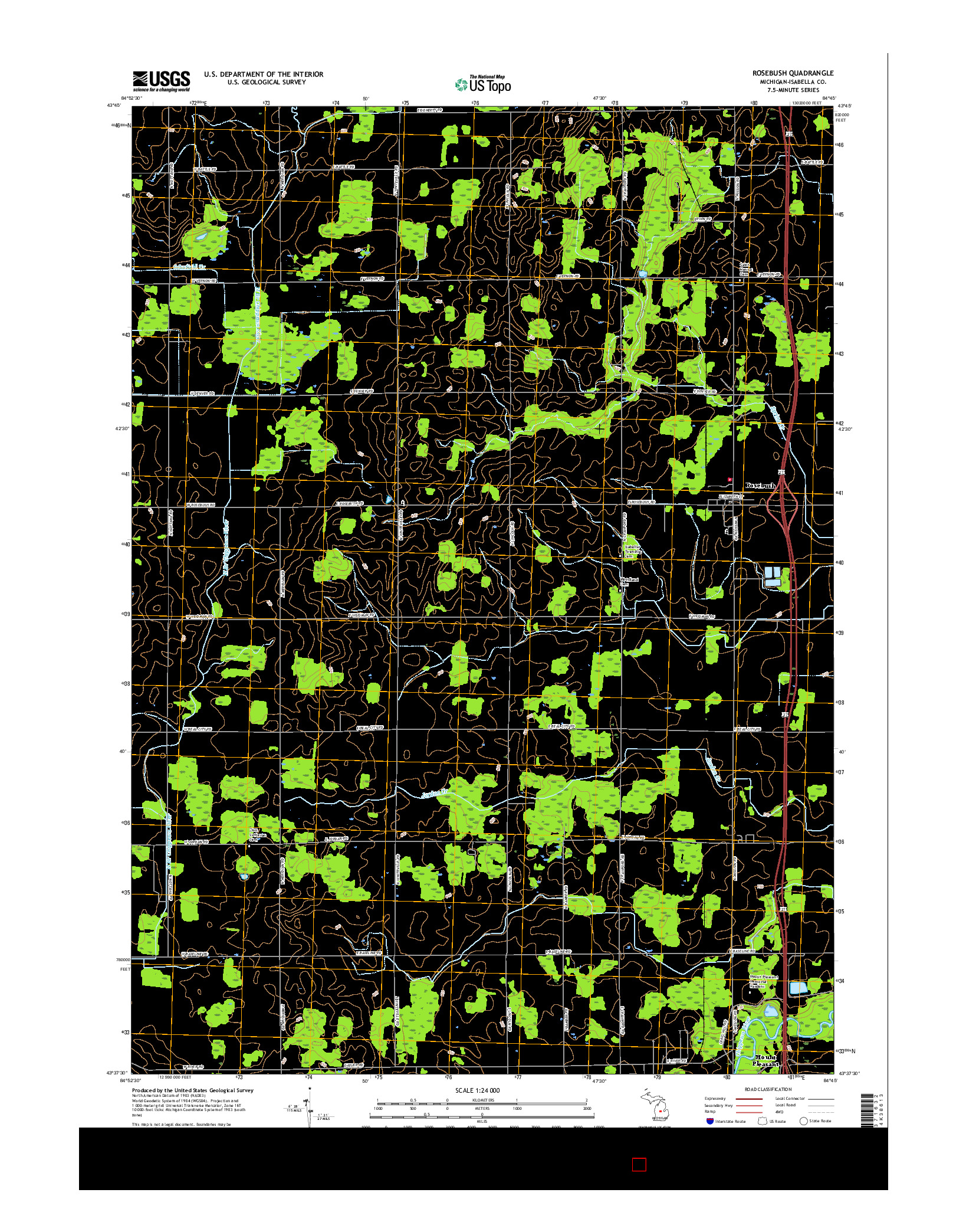 USGS US TOPO 7.5-MINUTE MAP FOR ROSEBUSH, MI 2017