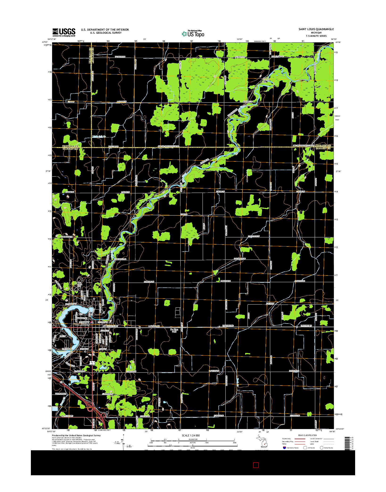 USGS US TOPO 7.5-MINUTE MAP FOR SAINT LOUIS, MI 2017