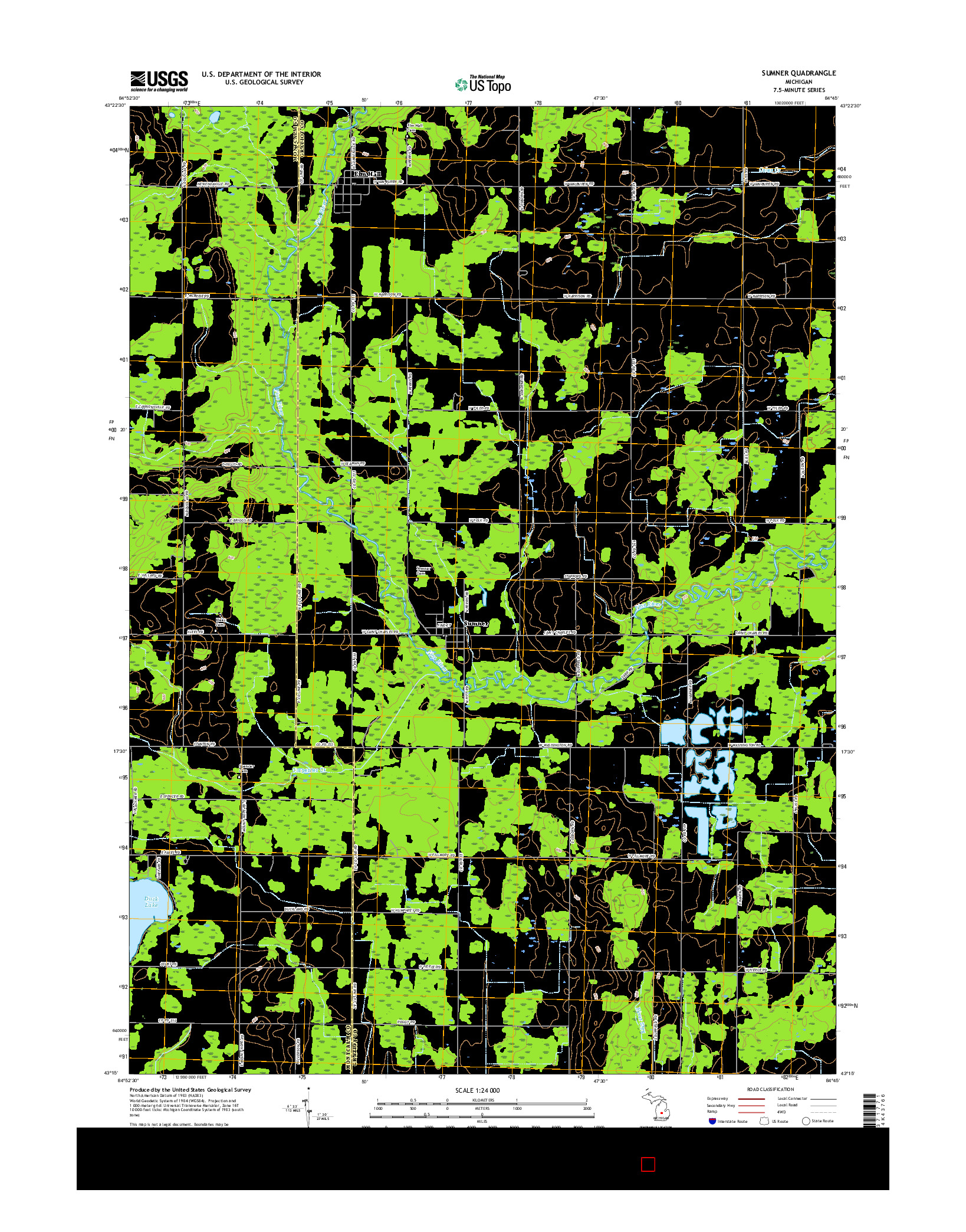 USGS US TOPO 7.5-MINUTE MAP FOR SUMNER, MI 2017