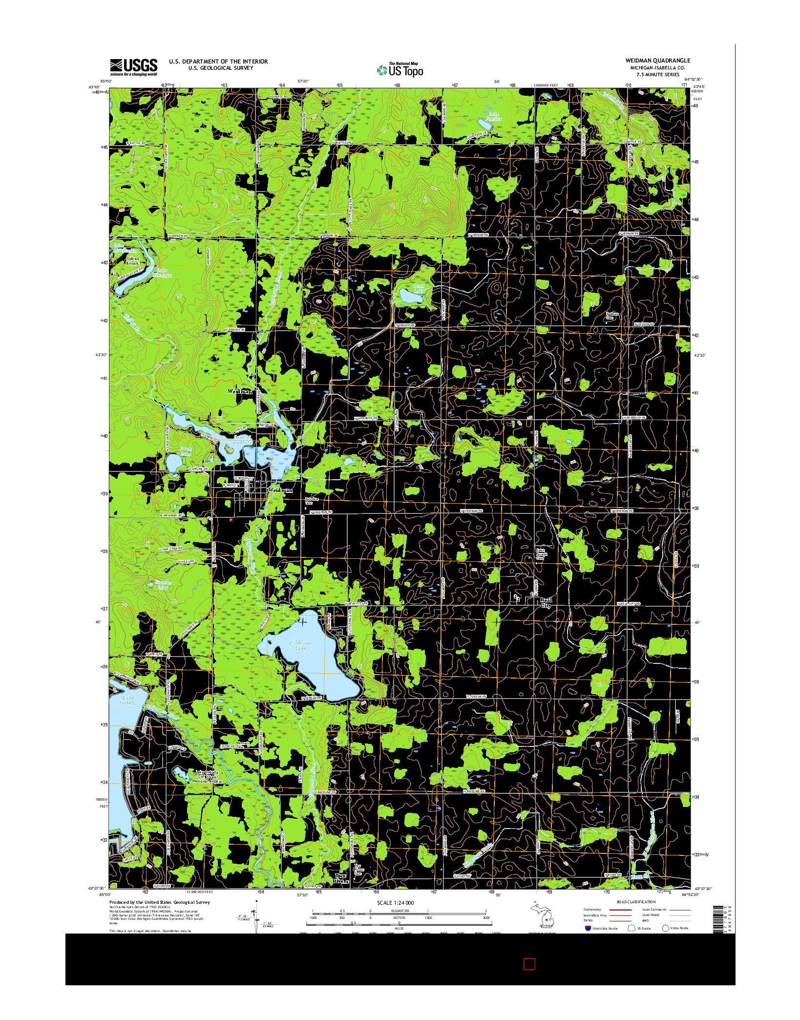 USGS US TOPO 7.5-MINUTE MAP FOR WEIDMAN, MI 2017