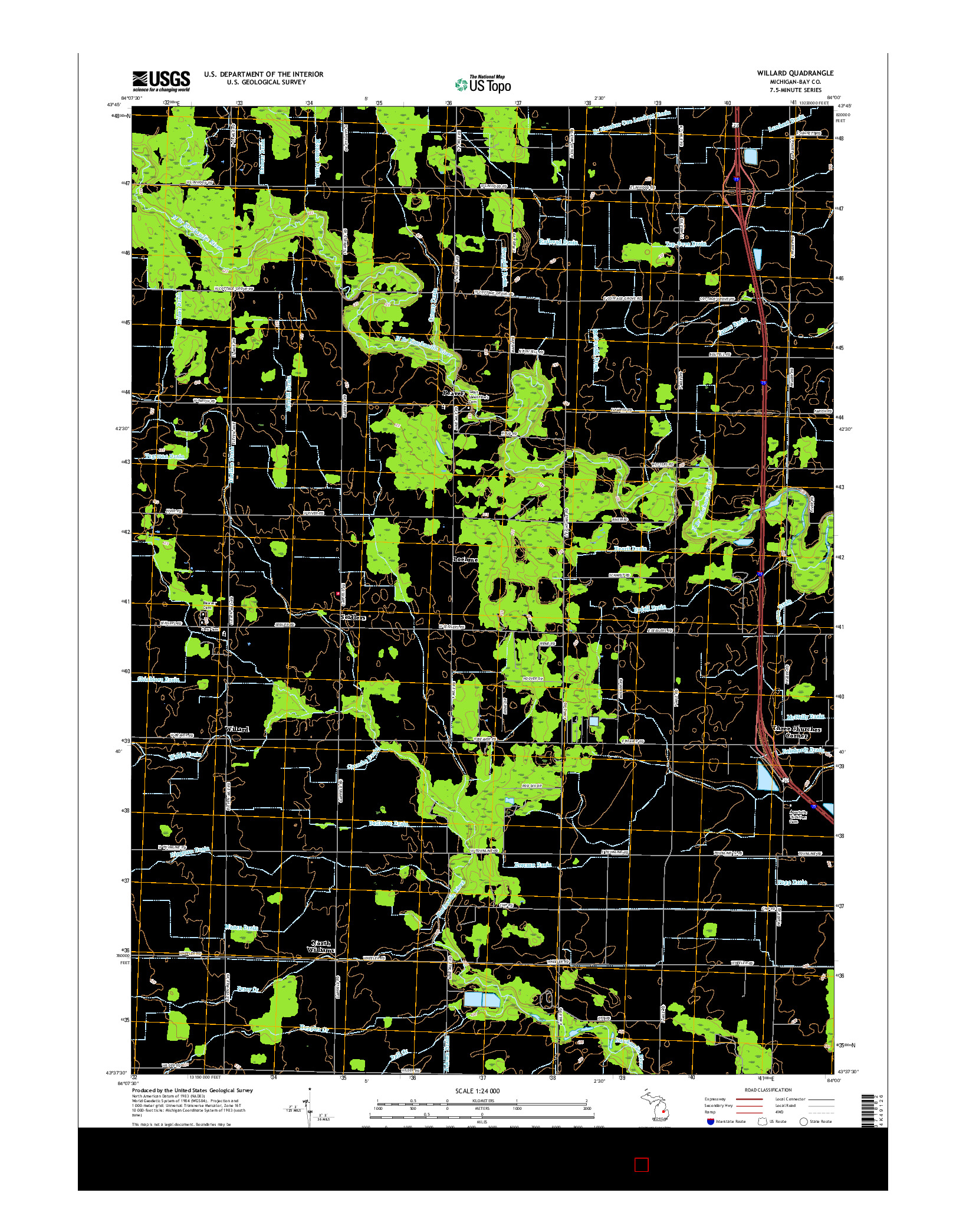 USGS US TOPO 7.5-MINUTE MAP FOR WILLARD, MI 2017