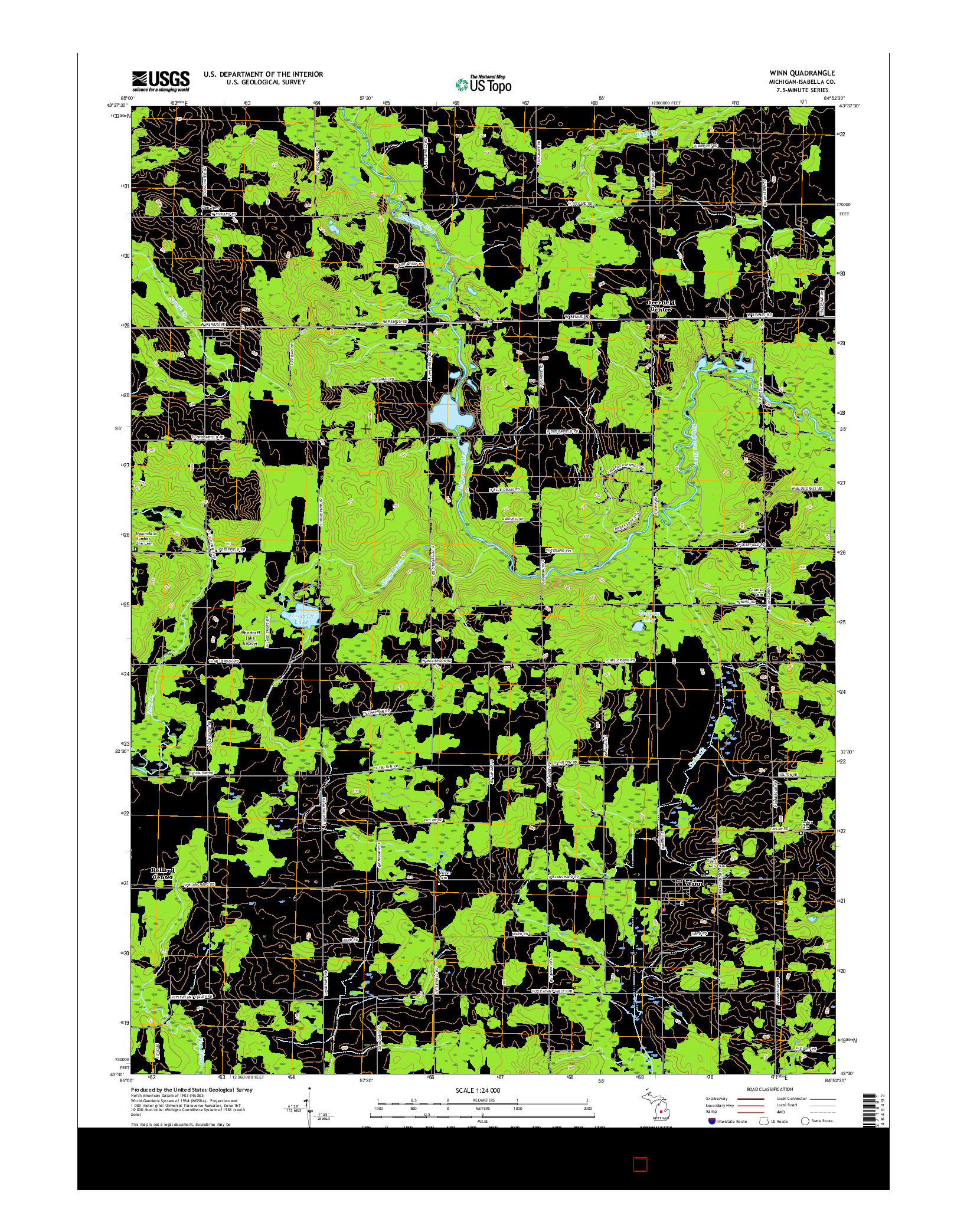 USGS US TOPO 7.5-MINUTE MAP FOR WINN, MI 2017