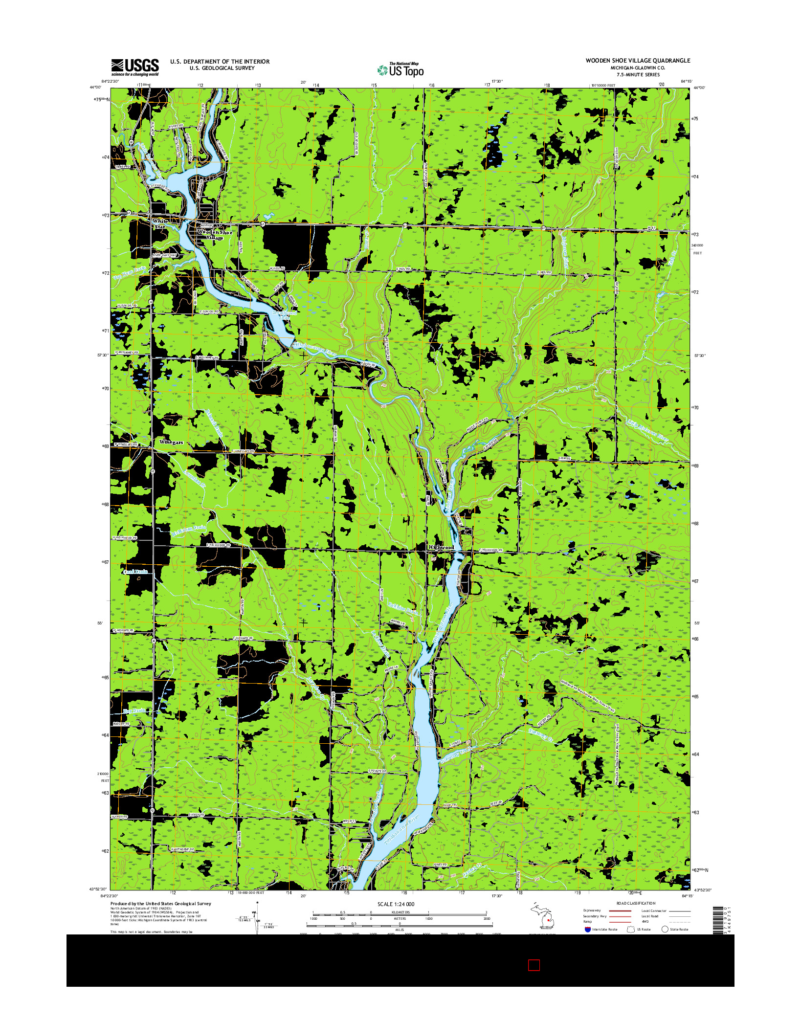USGS US TOPO 7.5-MINUTE MAP FOR WOODEN SHOE VILLAGE, MI 2017