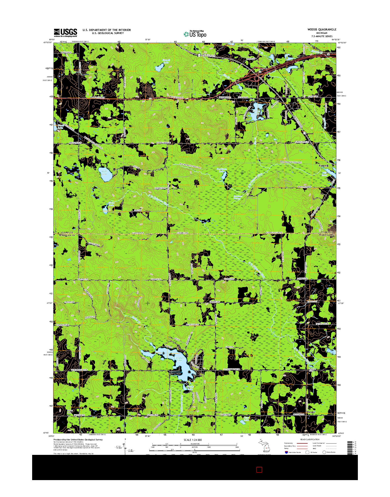USGS US TOPO 7.5-MINUTE MAP FOR WOODS, MI 2017