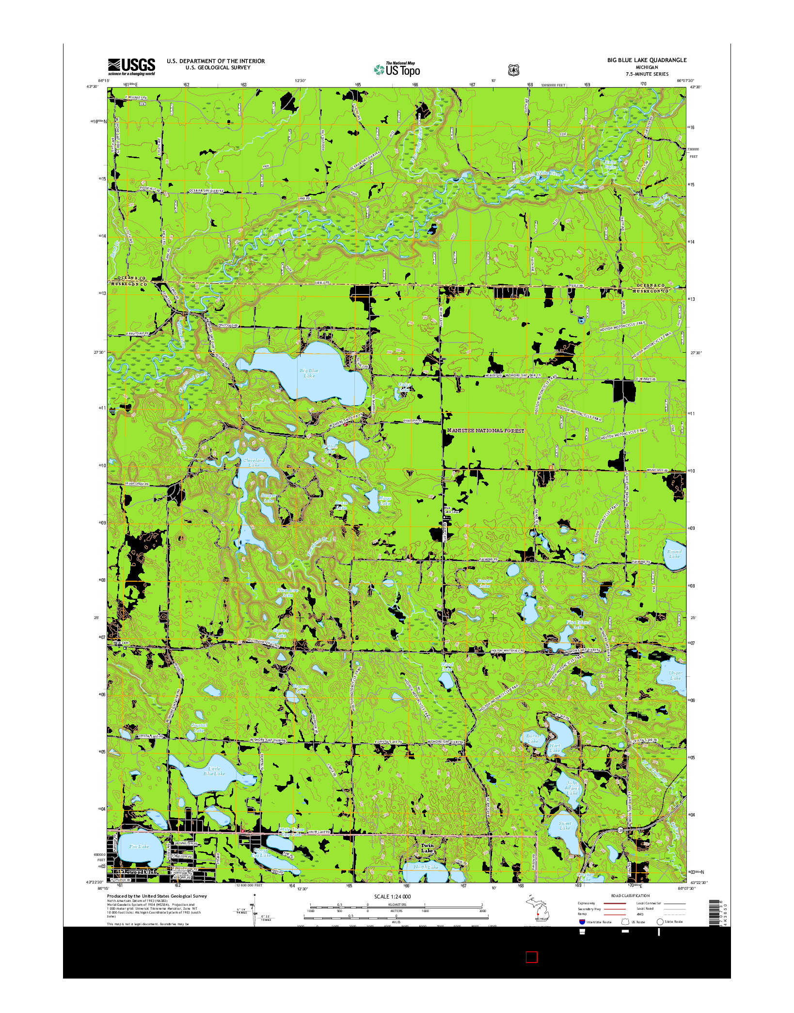 USGS US TOPO 7.5-MINUTE MAP FOR BIG BLUE LAKE, MI 2017