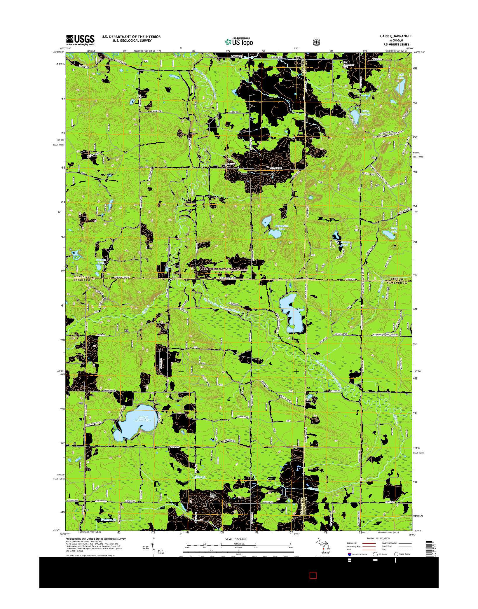 USGS US TOPO 7.5-MINUTE MAP FOR CARR, MI 2017