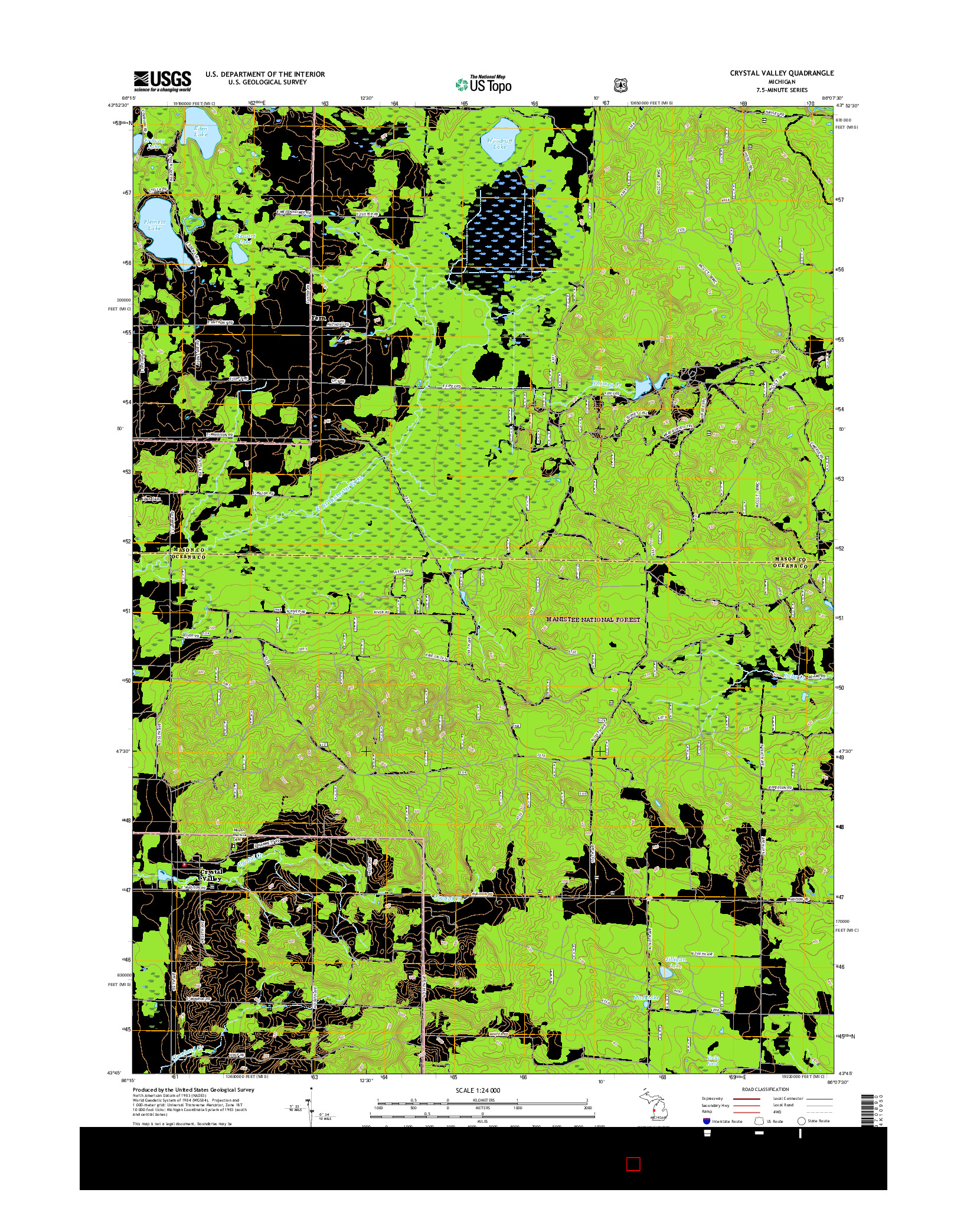 USGS US TOPO 7.5-MINUTE MAP FOR CRYSTAL VALLEY, MI 2017