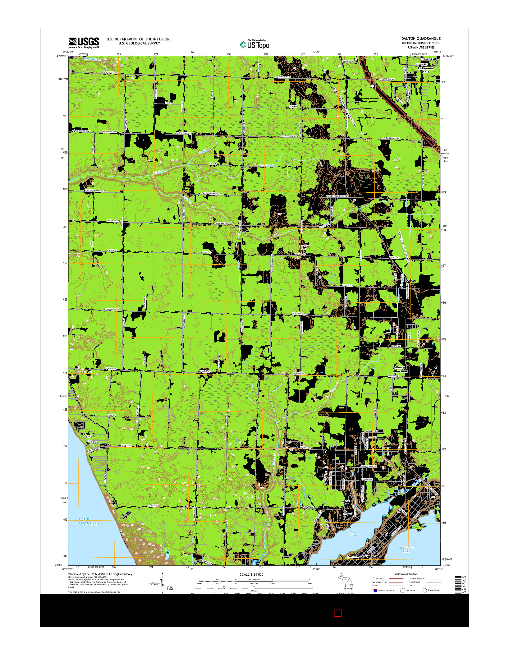 USGS US TOPO 7.5-MINUTE MAP FOR DALTON, MI 2017