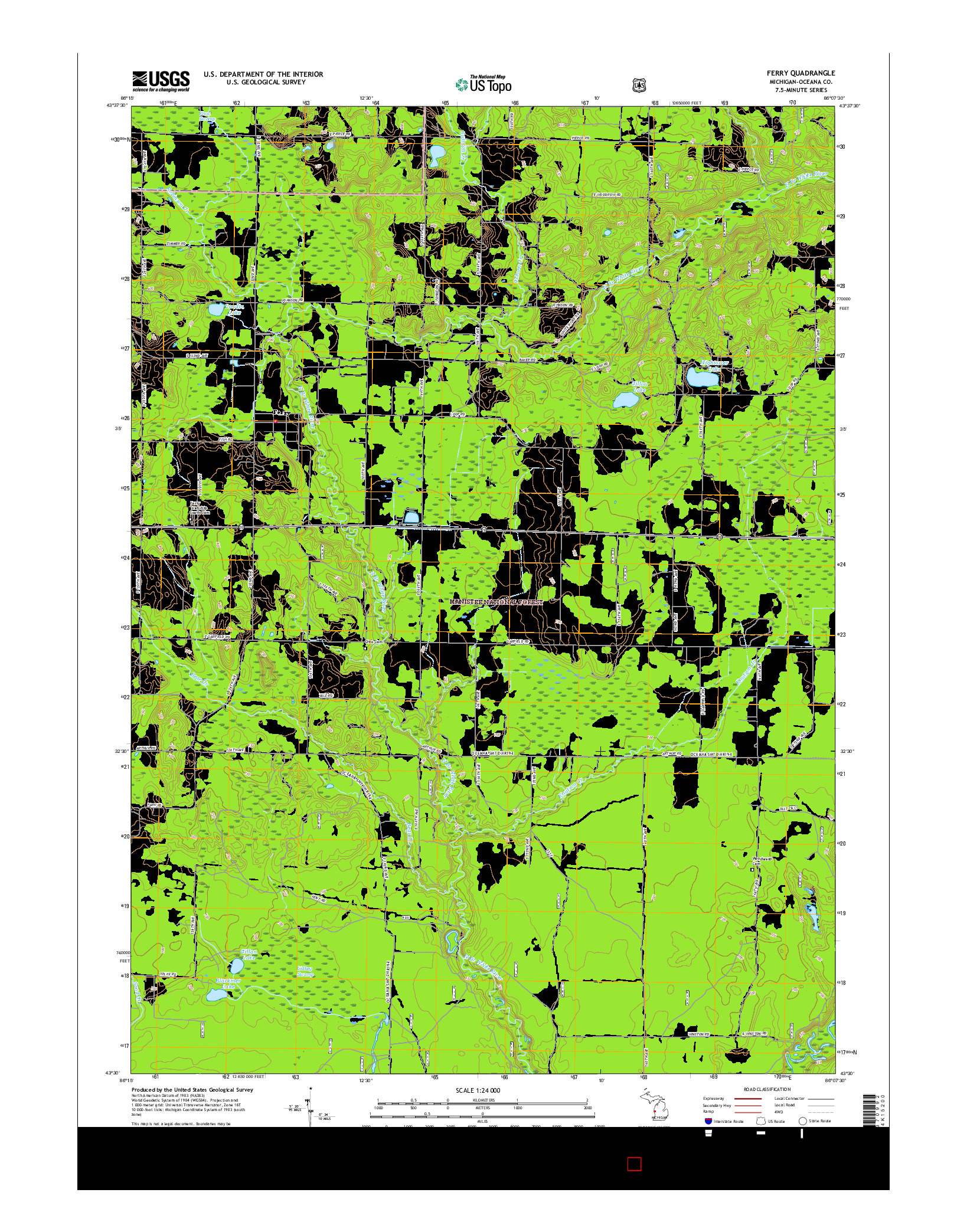 USGS US TOPO 7.5-MINUTE MAP FOR FERRY, MI 2017