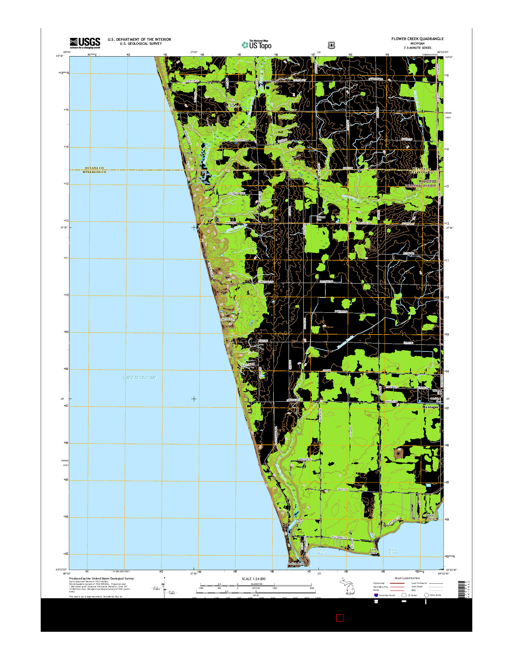 USGS US TOPO 7.5-MINUTE MAP FOR FLOWER CREEK, MI 2017