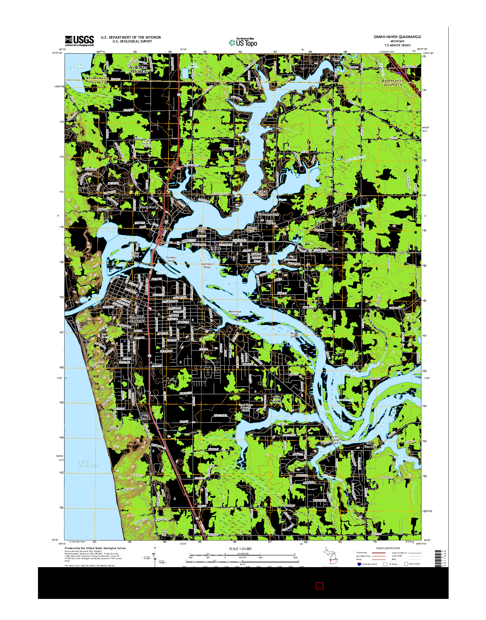USGS US TOPO 7.5-MINUTE MAP FOR GRAND HAVEN, MI 2017