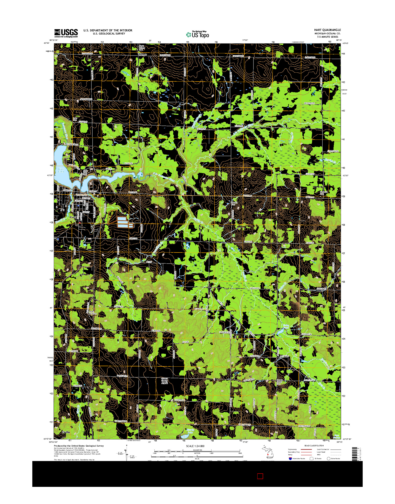 USGS US TOPO 7.5-MINUTE MAP FOR HART, MI 2017