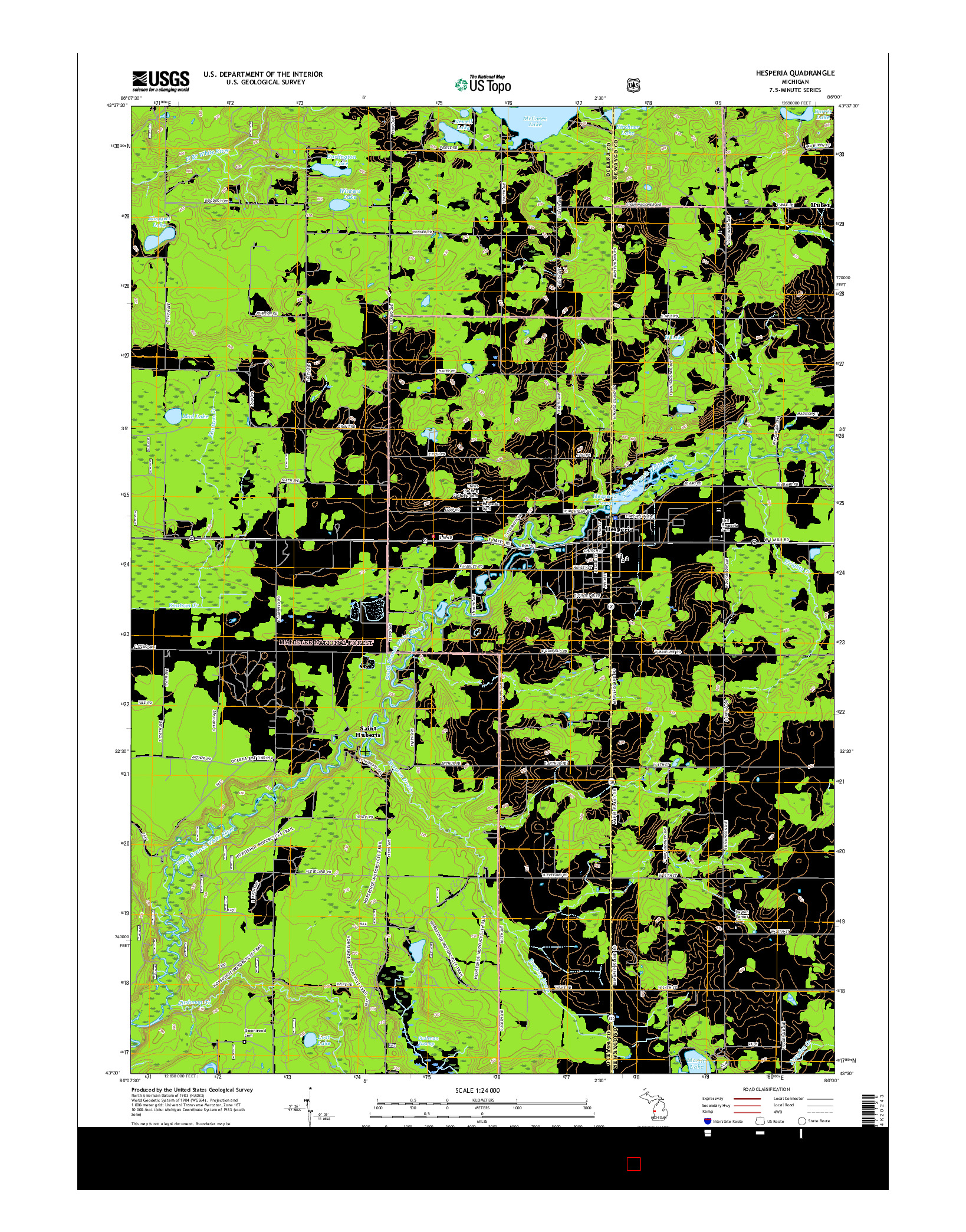 USGS US TOPO 7.5-MINUTE MAP FOR HESPERIA, MI 2017