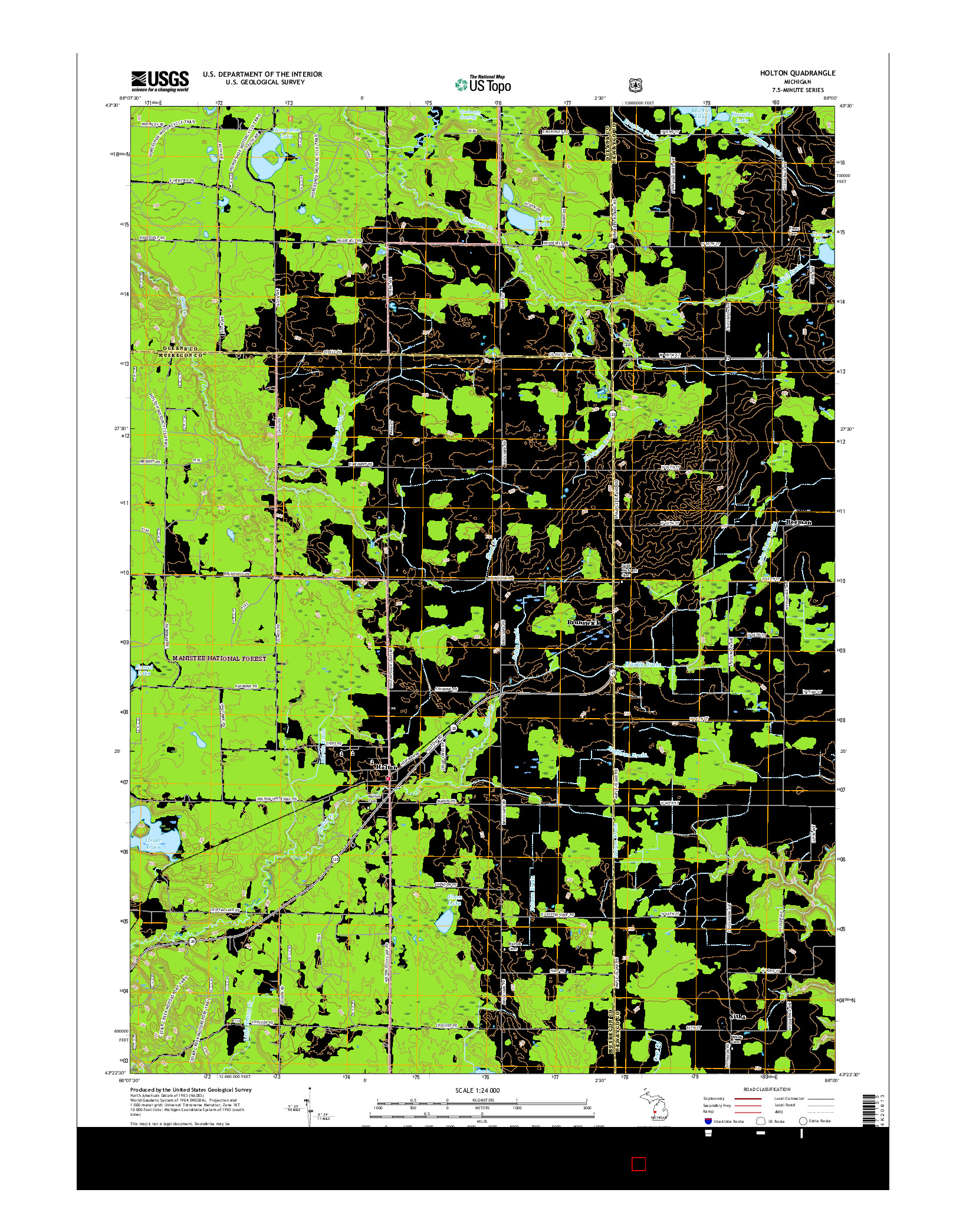 USGS US TOPO 7.5-MINUTE MAP FOR HOLTON, MI 2017