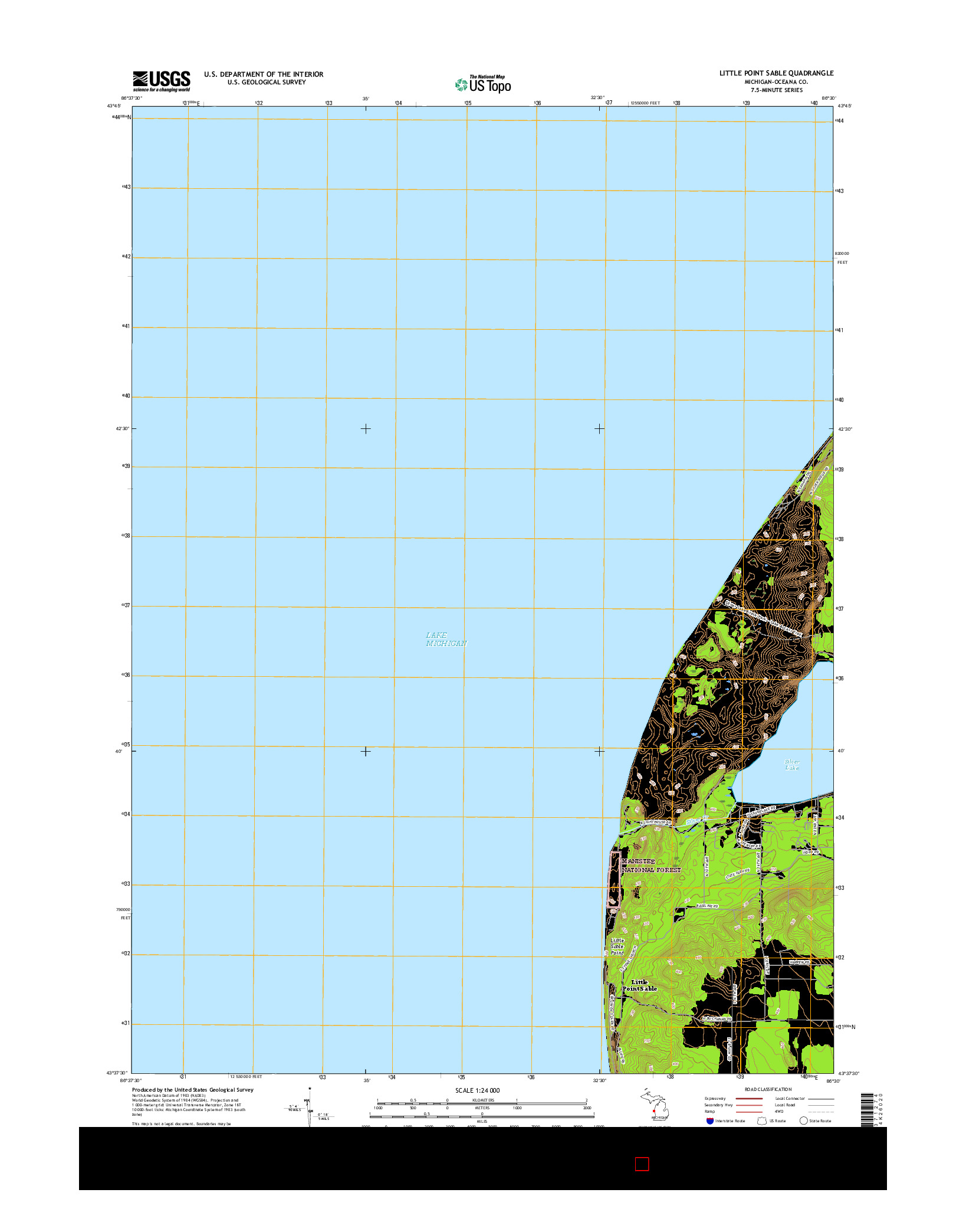 USGS US TOPO 7.5-MINUTE MAP FOR LITTLE POINT SABLE, MI 2017