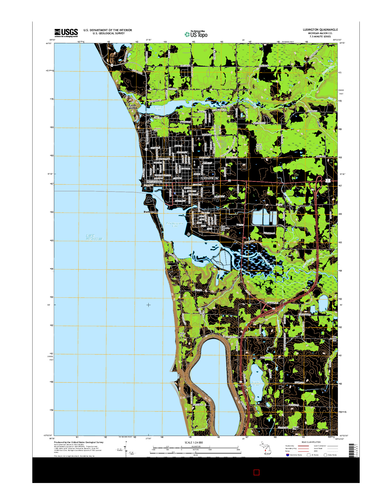 USGS US TOPO 7.5-MINUTE MAP FOR LUDINGTON, MI 2017