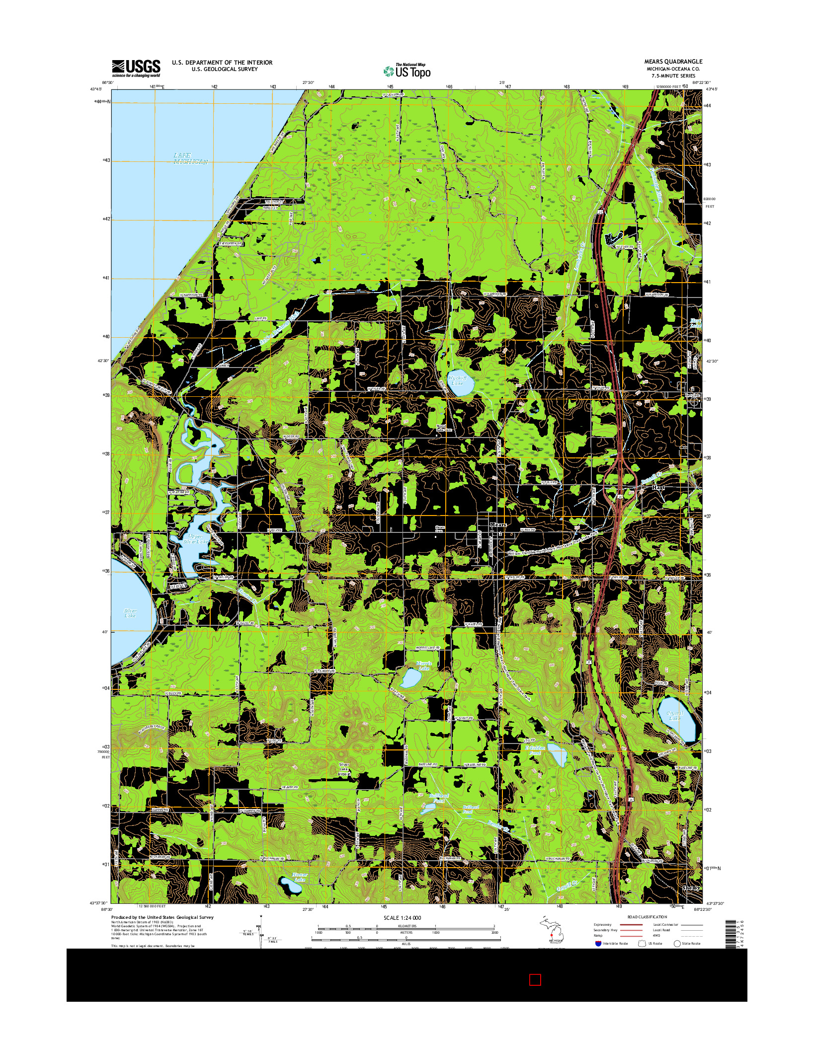 USGS US TOPO 7.5-MINUTE MAP FOR MEARS, MI 2017